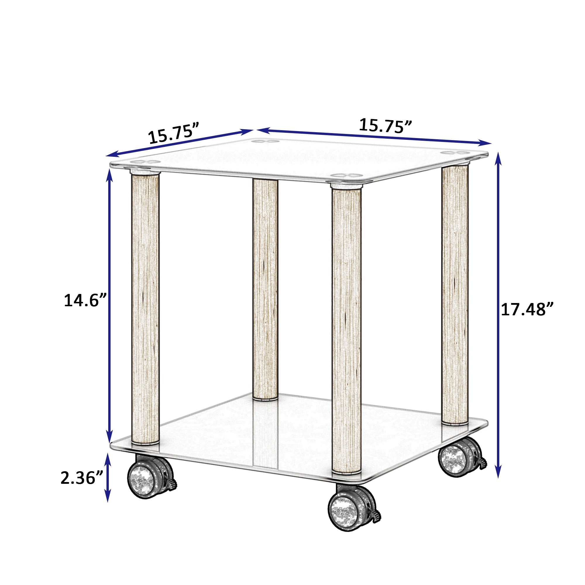 HAOYYE One Piece White And Oak Side Table with Two Tier Storage Shelf for Adults Dorm Room and Living Spaces Perfect as Nightstand, End Table or Sofa Table Featuring Heavy Duty Construction, Space Saving Functionality and Easy Assembly