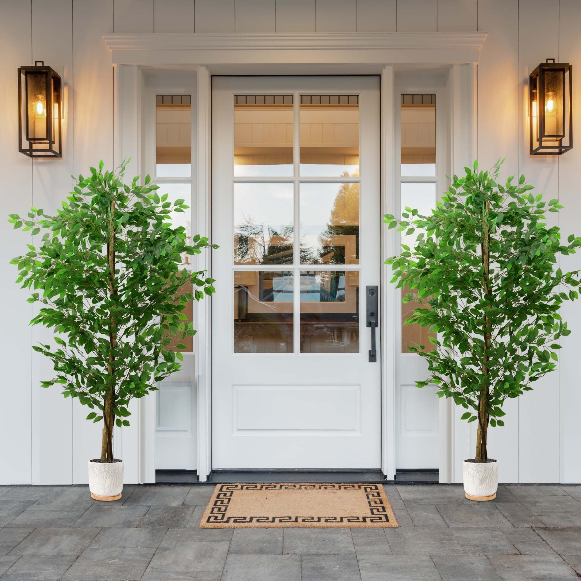 HAOYYE 6ft Ficus Tree Artificial, Realistic Texture Potted Faux Ficus Tree, Fake Trees Indoor Outdoor for Home Office Living Room Bedroom Foyer Porch Decor Sturdy Space-Saving Heavy Duty Modern Design