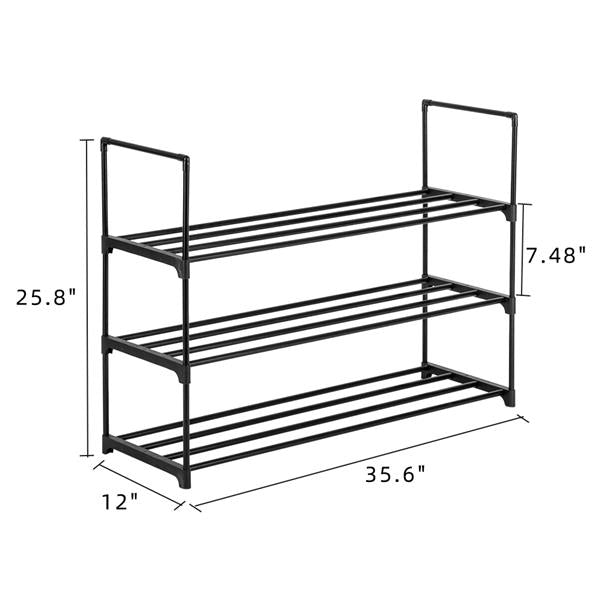 HAOYYE 3 Tiers Shoe Rack Tower Shelf Storage Organizer for Bedroom Entryway Hallway and Closet, Durable Black Color Shoe Storage Solution for Home Organization and Space Saving