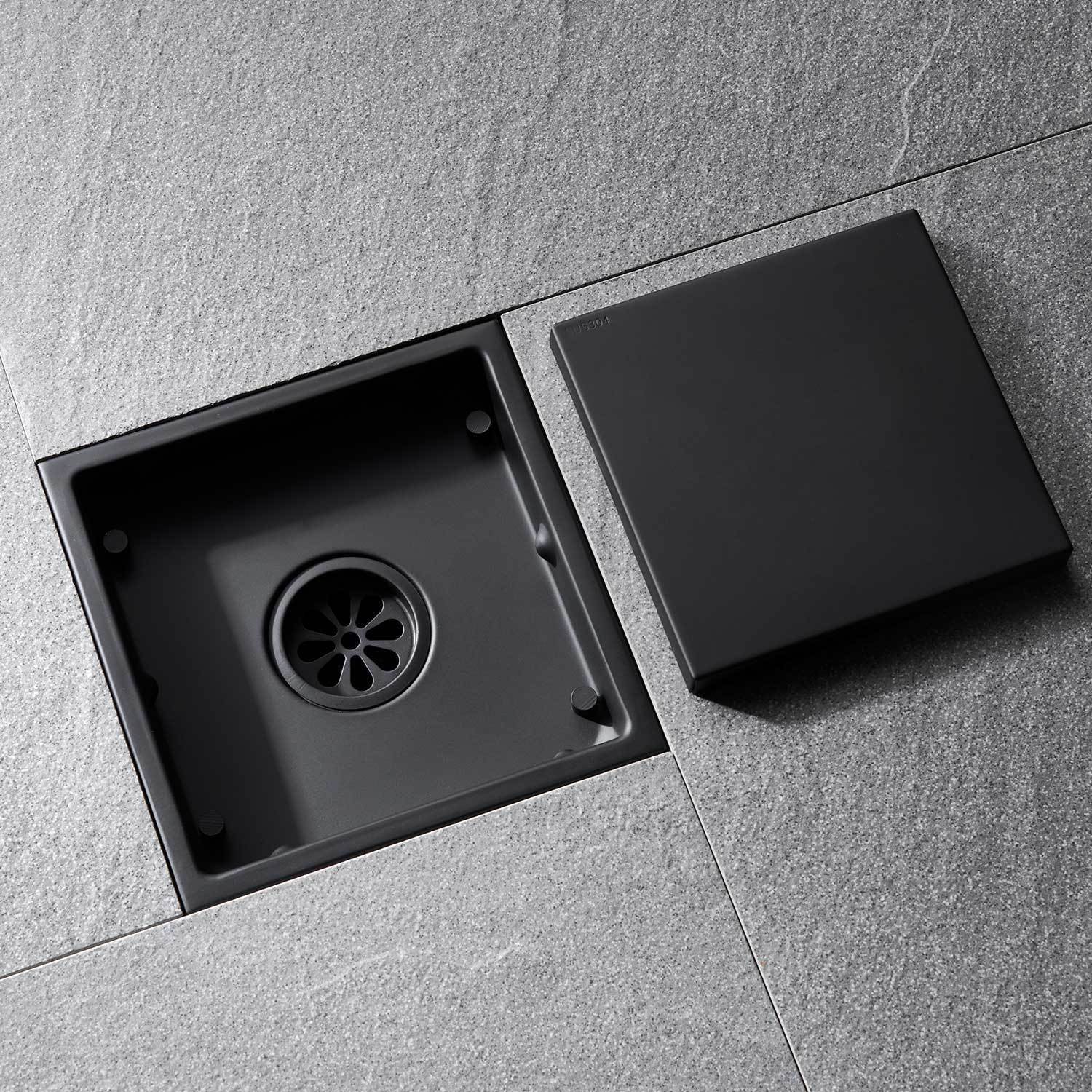 HAOYYE 6 Inch Square Shower Floor Drain Sturdy Space-Saving Heavy Duty Modern Design Adults Dorm Room Easy Assembly Bedroom Furniture