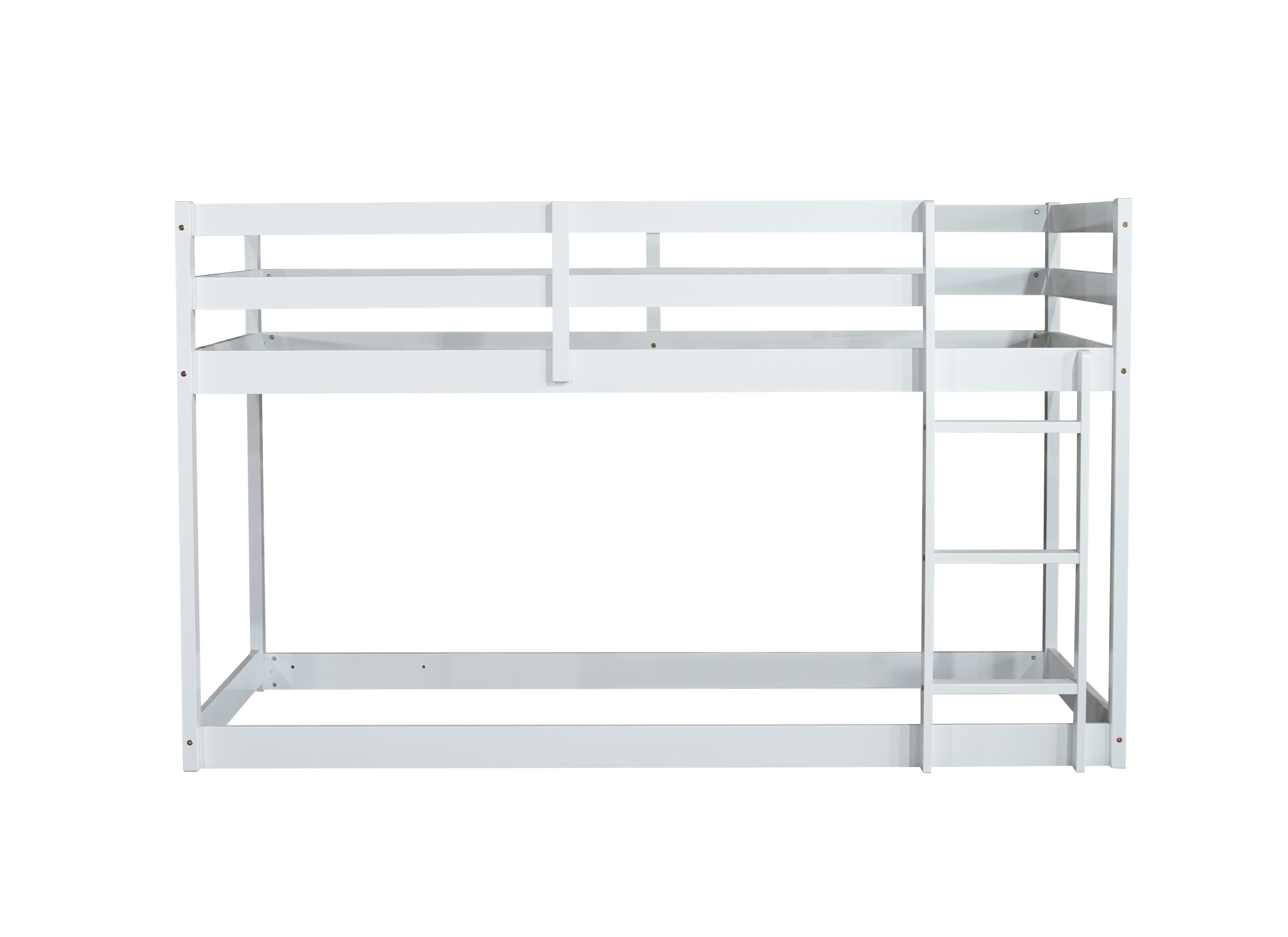HAOYYE Solid Wooden, Solid Rubber Wooden Twin over Twin Loft Bed with Ladder, with Bed Platform of Strengthened Slats,White Sturdy Space-Saving Heavy Duty Modern Design Adults Dorm Room Easy Assembly