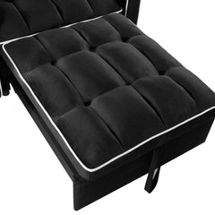 HAOYYE Convertible 3-in-1 Sleeper Chair Sofa Bed Adjustable Pull-Out Sleeper Chair Bed Folding Sofa Bed with Multiple Pockets for Living Room Bedroom Small Space, Black Sturdy Space-Saving Heavy Duty Modern Design