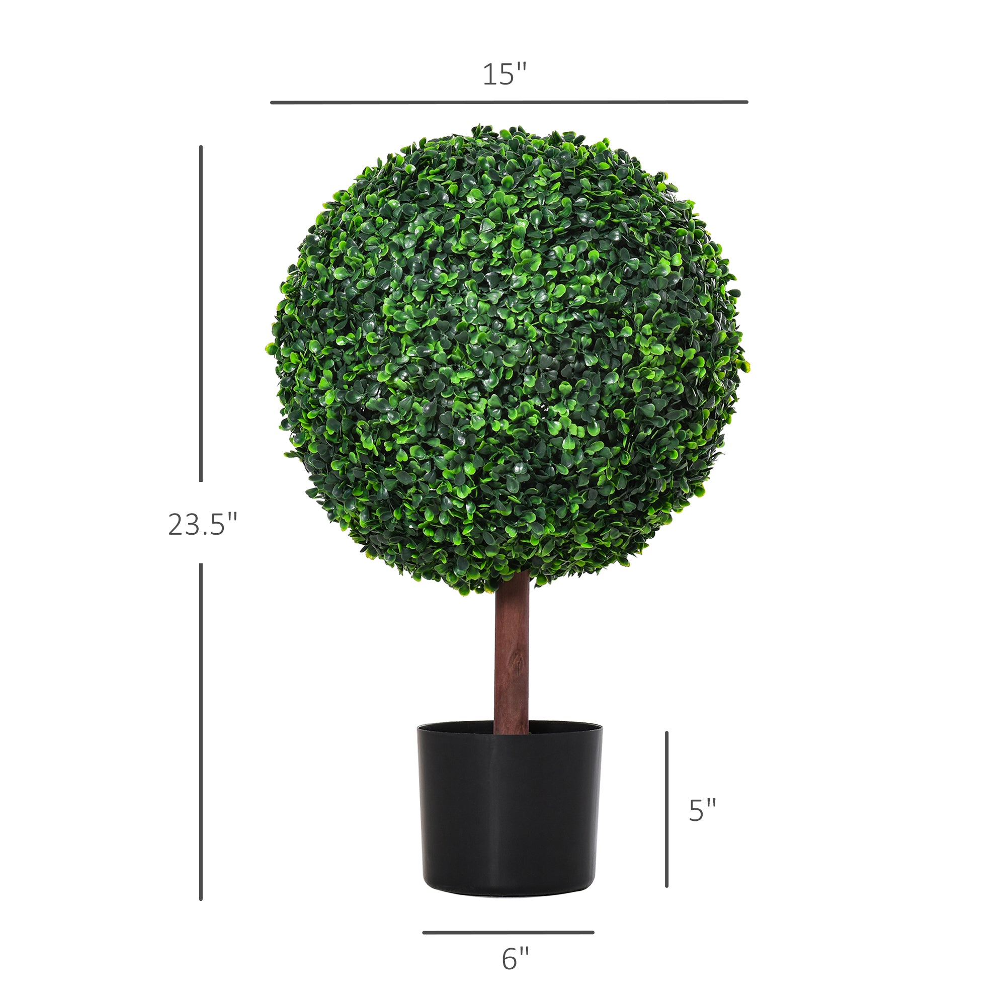 HAOYYE 23.5" Artificial Boxwood Topiary Ball Tree, Fake Decorative Plant, Nursery Pot Included for Home, Balcony, Backyard and Garden Sturdy Space-Saving Heavy Duty Modern Design Adults Dorm Room