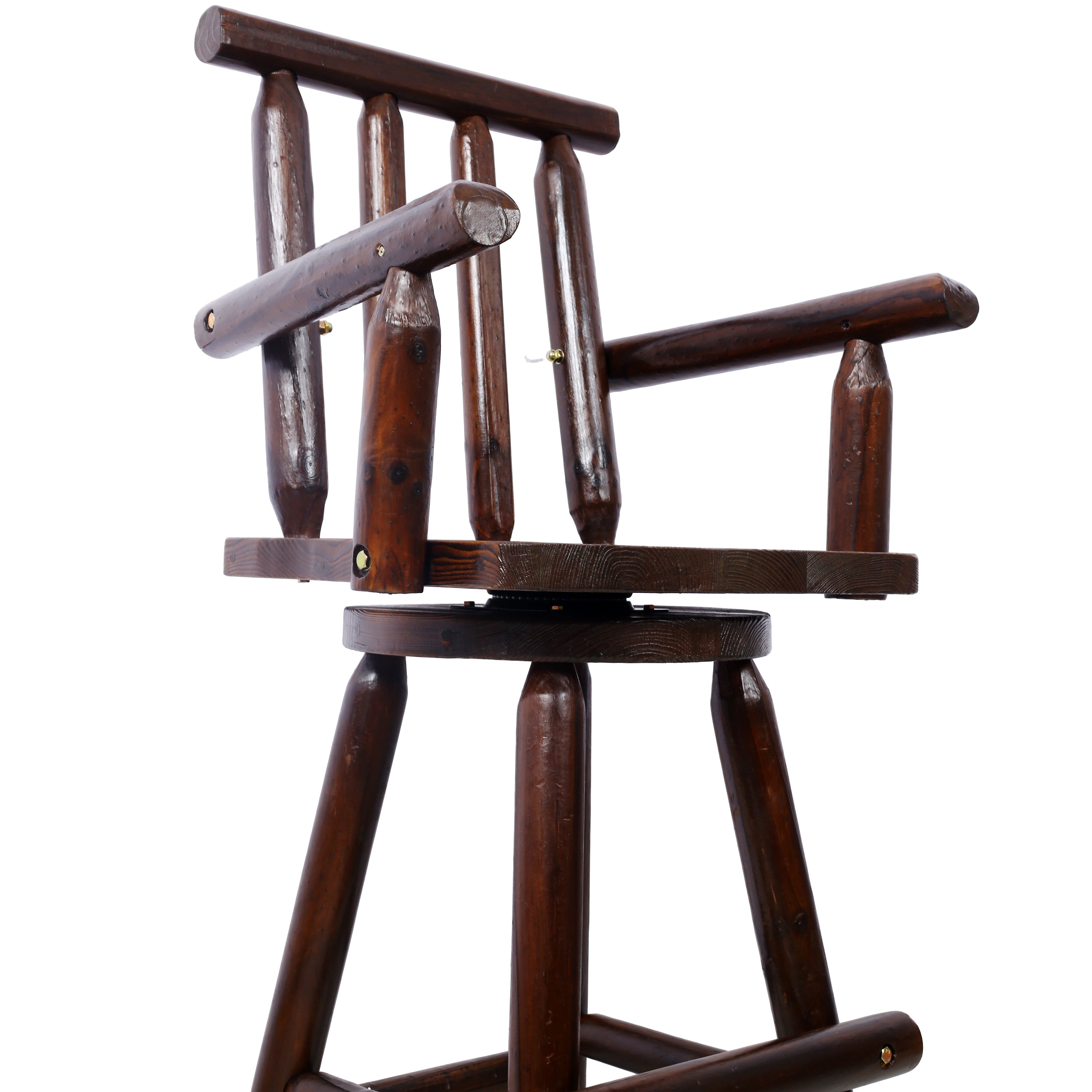 HAOYYE Rustic Bar Stool - Fir Wood Construction, Chair with Footrest,Wide Armrest, Rustic Kitchen Stool, Tall Bistro Chair for Dining Room, Restaurant, Pub, 4-Foot,brown color Sturdy Space-Saving Heavy Duty