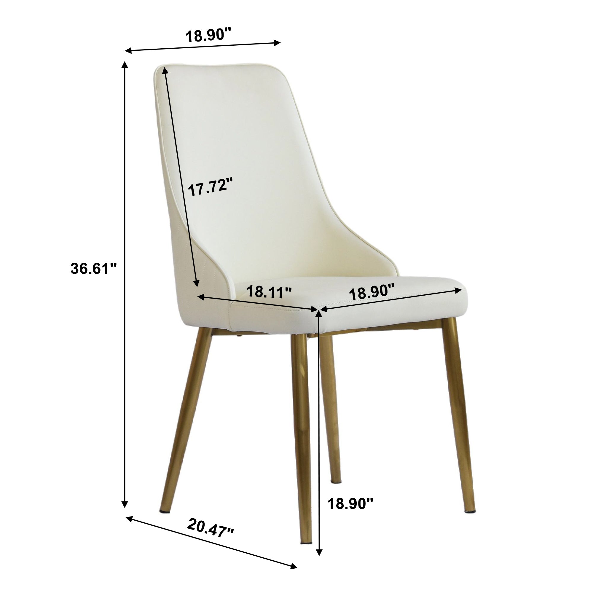 HAOYYE Modern PU Dining Chair Set of 2, Sponge-Filled Cushion, Solid Wood Metal Legs, Ideal For Restaurants, Living Rooms, and Bedrooms, Sturdy Space-Saving Heavy Duty Modern Design Adults Dorm Room