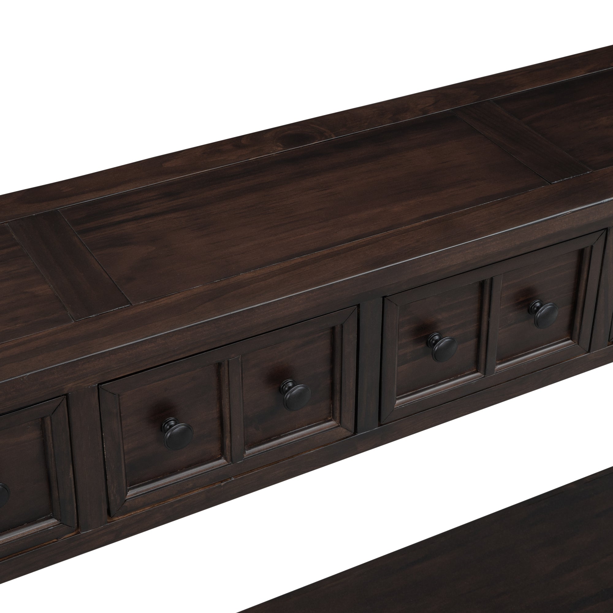 HAOYYE Rustic Entryway Console Table, Long Sofa Table with Two Drawers and Bottom Storage Shelf, Espresso, Sturdy Space-Saving Design, Heavy Duty Construction, Easy Assembly, Durable and Stylish Home Furniture