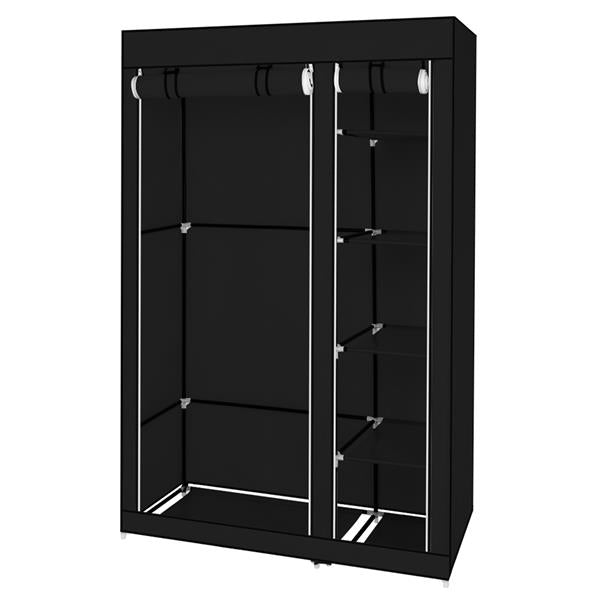 DE Direct HAOYYE Portable Clothes Closet Wardrobe with Non-Woven Fabric Cover and Hanging Rod Easy to Assemble Freestanding Storage Organizer for Bedroom Entryway or Dorm Use Black Modern Fabric Wardrobe