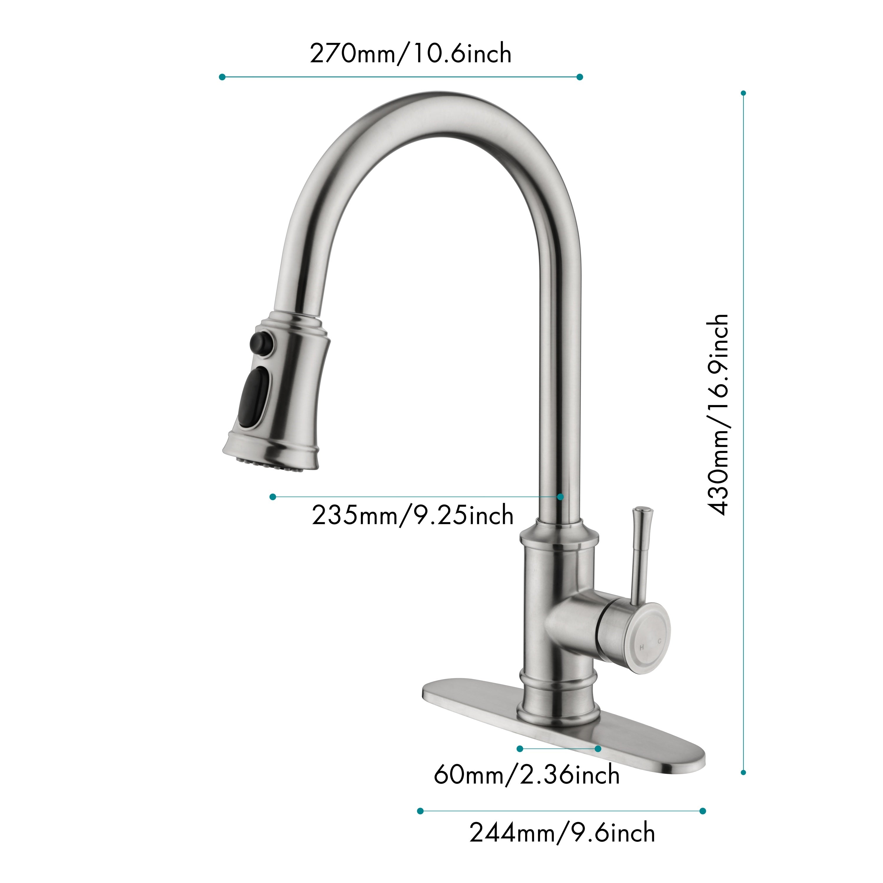 HAOYYE Kitchen Faucet with Pull Out Spraye Sturdy Space-Saving Heavy Duty Modern Design Adults Dorm Room Easy Assembly Bedroom Furniture