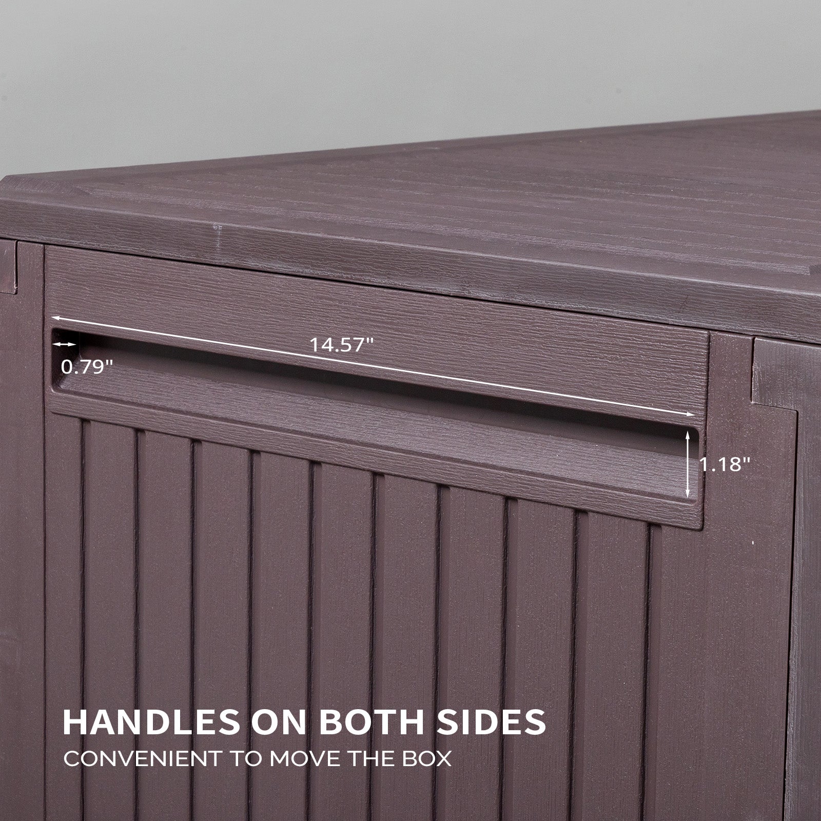 HAOYYE Brown Outdoor Garden Storage Deck Box Chest Lockable Plastic Container with Wheels Durable Weather Resistant Large Capacity for Tools Cushions Toys Patio Backyard and Lawn