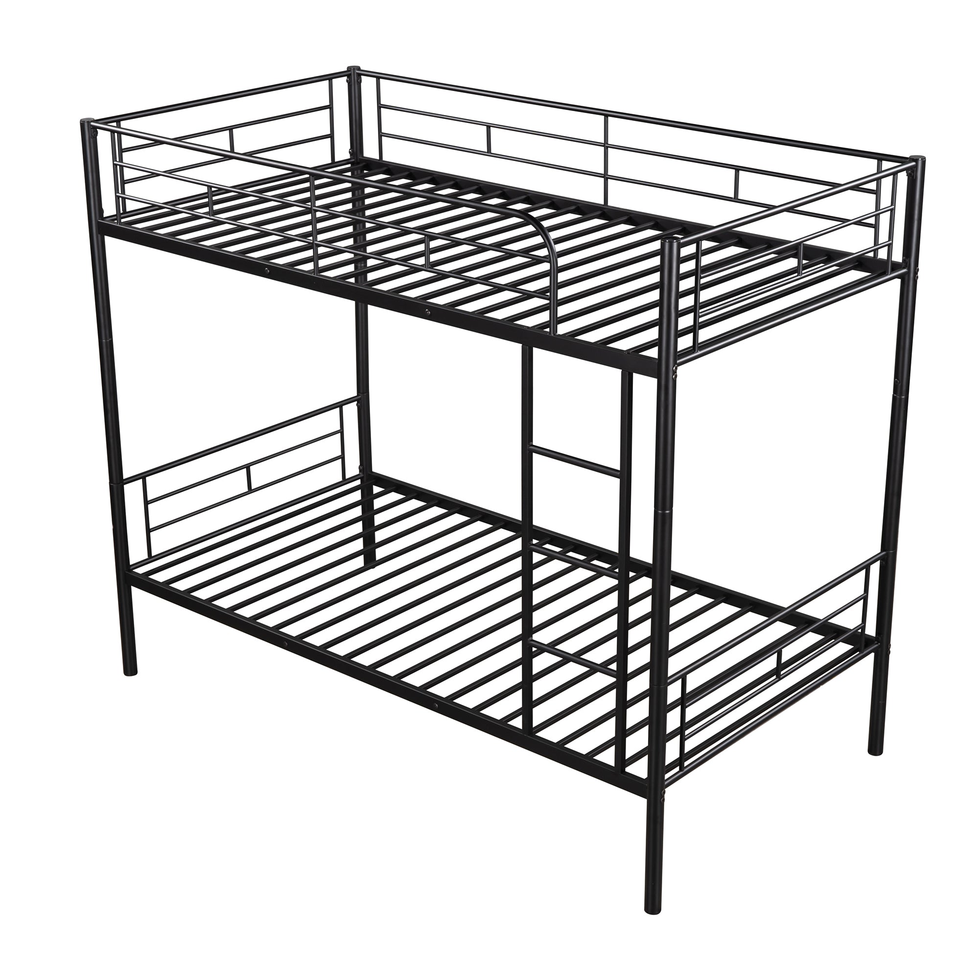 HAOYYE Twin Over Twin Metal Bunk Bed (Black) ( old sku: MF189201BAA ) Sturdy Space-Saving Heavy Duty Modern Design Easy Assembly Durable Stylish Home Furniture Versatile