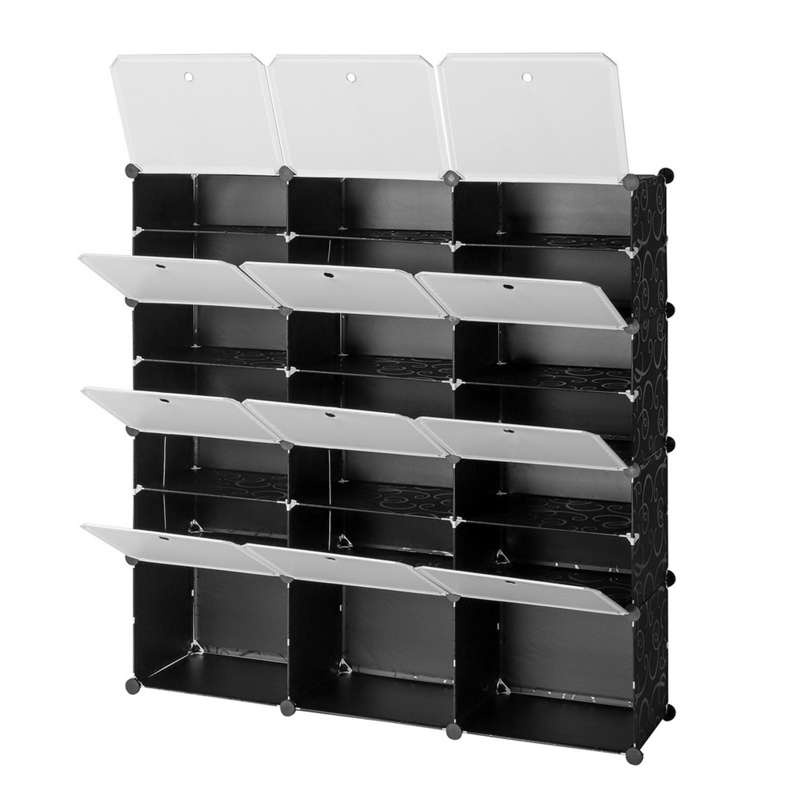 DE Direct HAOYYE 7-Tier Portable Shoe Rack Organizer with 21 Grid Storage Shelves Expandable Shoe Tower Cabinet Stand for Entryway Closet Bedroom Living Room Holds Heels Boots Slippers Black