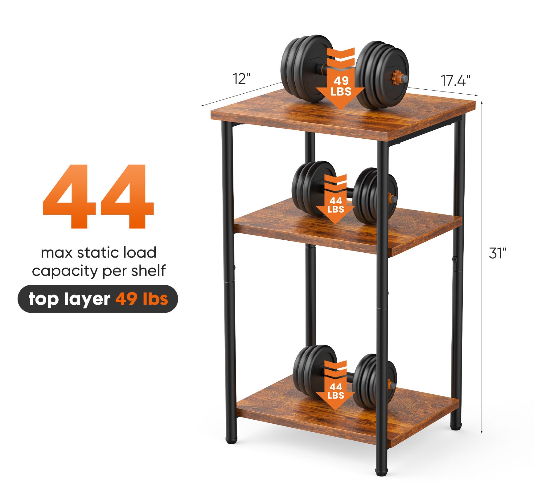 HAOYYE 3-Tier End Table Side Table with Adjustable Feet,Small Nightstand Space-Saving for Bedroom Living Room Office Sturdy Heavy Duty Modern Design Adults Dorm Room Easy Assembly Bedroom Furniture
