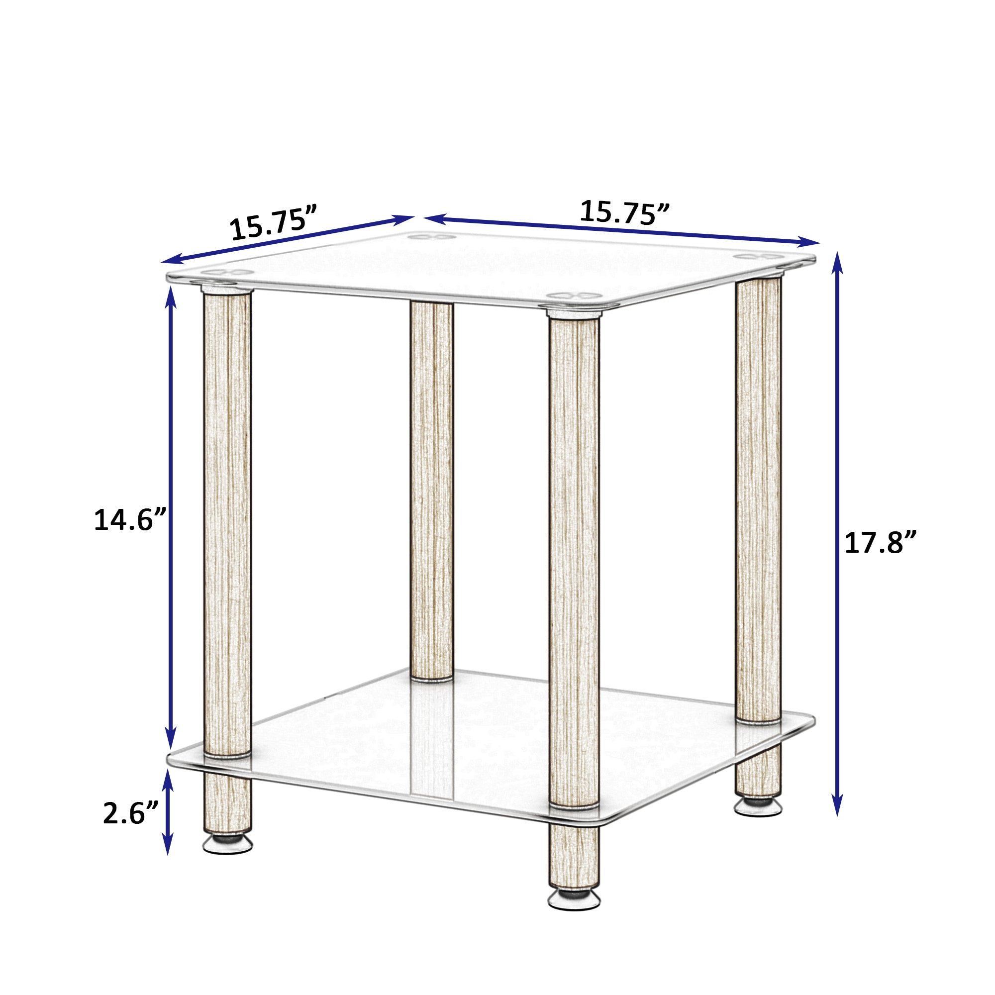 HAOYYE One Piece White And Oak Side Table with Two Tier Storage Shelf for Adults Dorm Room and Living Spaces Perfect as Nightstand, End Table or Sofa Table Featuring Heavy Duty Construction, Space Saving Functionality and Easy Assembly