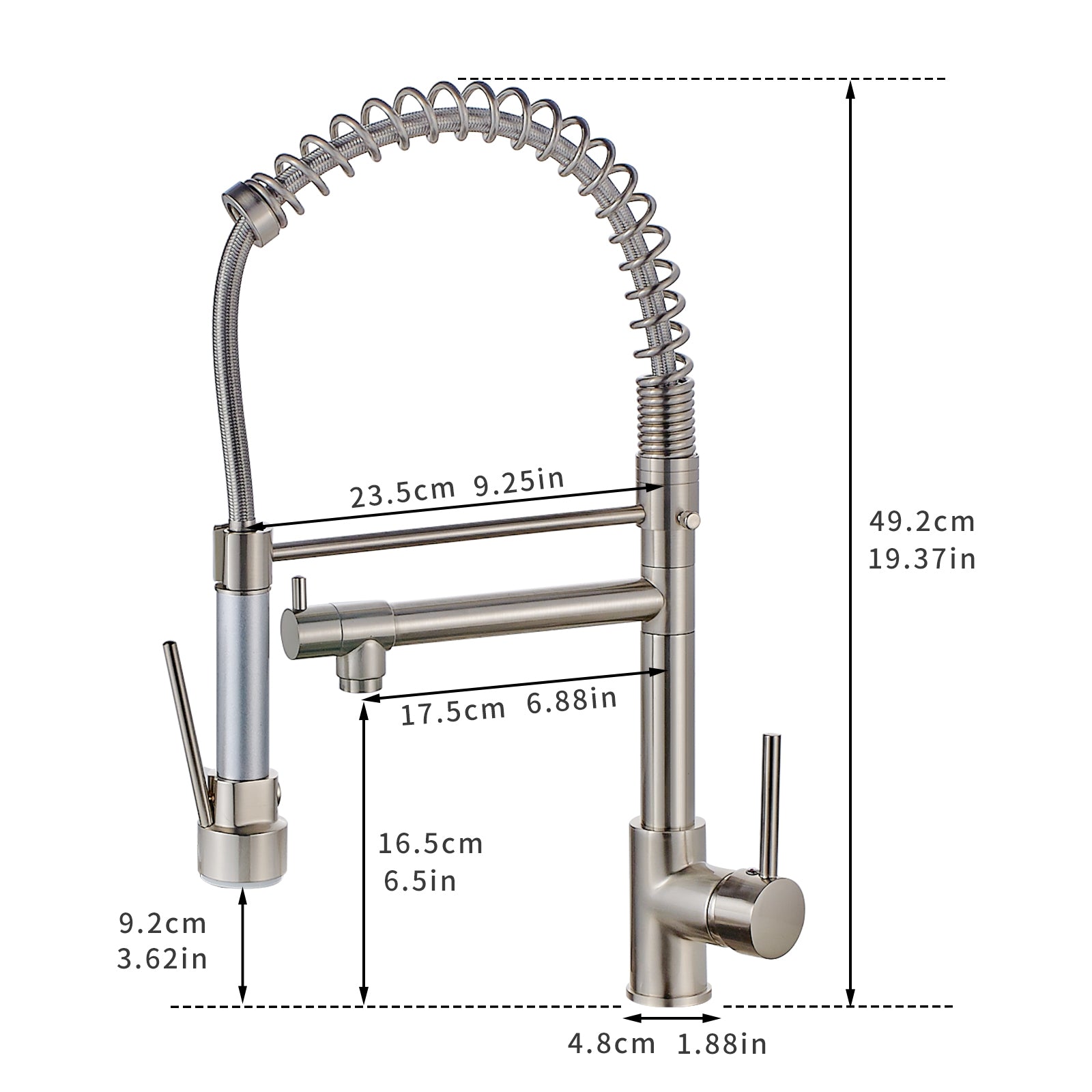 HAOYYE Kitchen Faucet with Pull Down Sprayer Brushed Nickel Stainless Steel Single Handle Kitchen Sink Faucets Sturdy Space-Saving Heavy Duty Modern Design Adults Dorm Room Easy Assembly