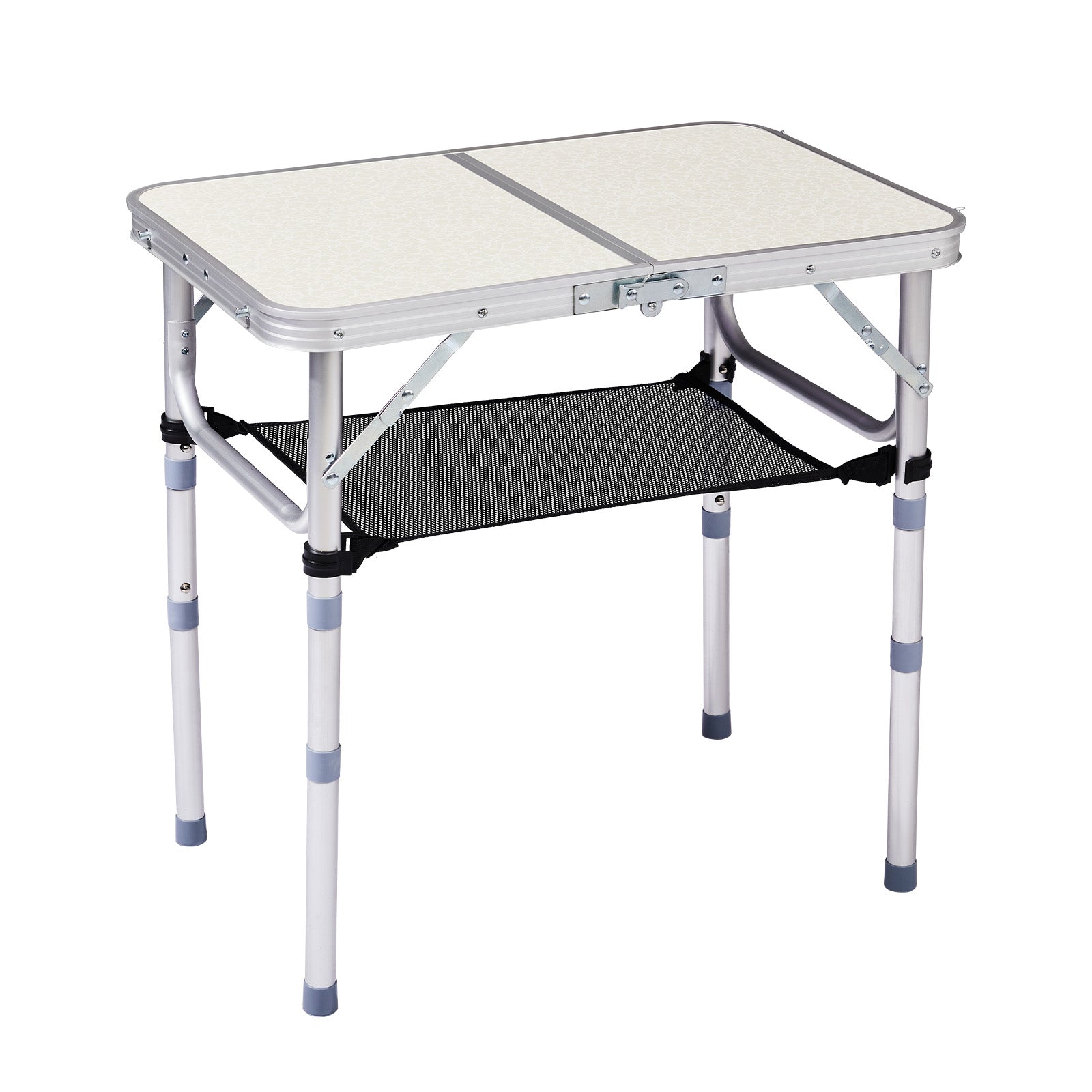 HAOYYE White with 3 Adjustable Heights Outdoor Folding Camping Table, Portable Aluminum Foldable Patio Side Table, Lightweight and Durable Design with Carry Handle for Hiking, Picnic, BBQ, Beach, Indoor or Outdoor Use