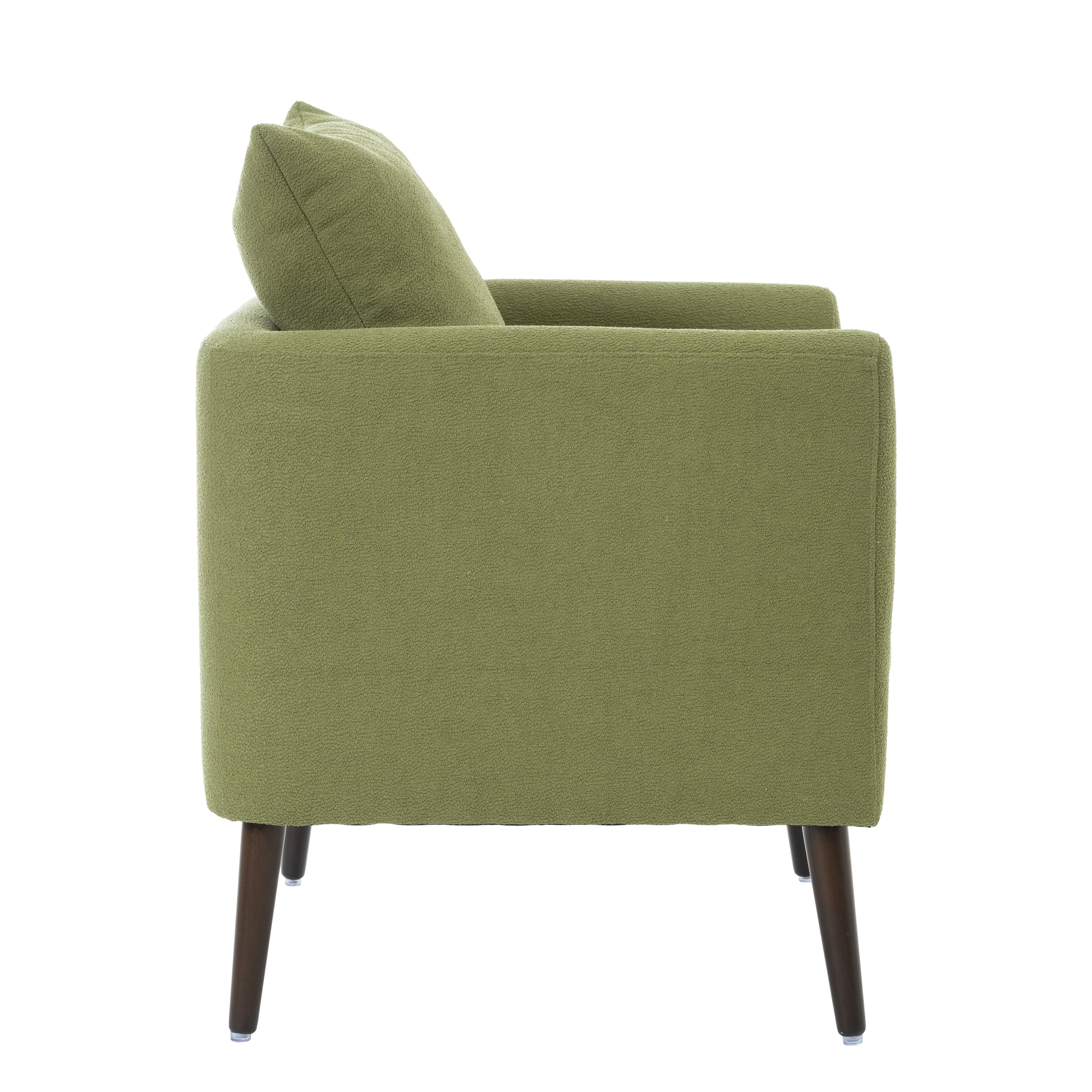 HAOYYE Barrel Chair, Modern Accent Chair, Fabric Armchair Club Chair,Upholstered Arm Chair with Solid Wood Legs,Waist Pillow,Padded Single Chair for Living Room/Bedroom/Study/Waiting Room,Olive Green Sturdy
