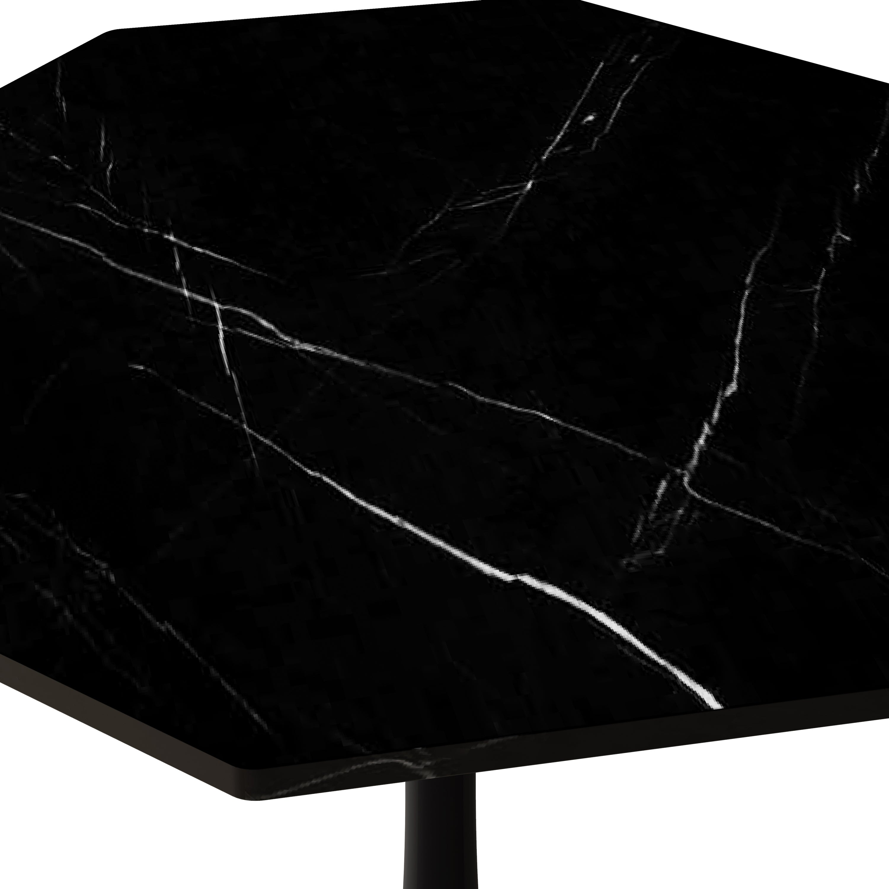 HAOYYE 31.50"Modern Octagonal Coffee Table with Printed Black Marble Table Top,Metal Base, for Dining Room, Kitchen, Living Room Sturdy Space-Saving Heavy Duty Modern Design Adults Dorm Room