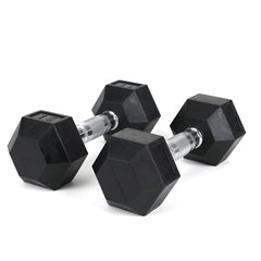 HAOYYE 15LB Dumbbell Pair Rubber Coated Solid Cast Iron Hex Dumbbells with Contoured Chrome Handles Durable Strength Training Free Weights for Home Gym Workout and Muscle Building
