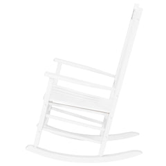 HAOYYE Square Wooden Rocking Chair with Wavy Backboard, Sturdy and Elegant Rocker for Patio, Porch, Garden, or Balcony, Comfortable and Durable Design for Relaxation and Outdoor Enjoyment