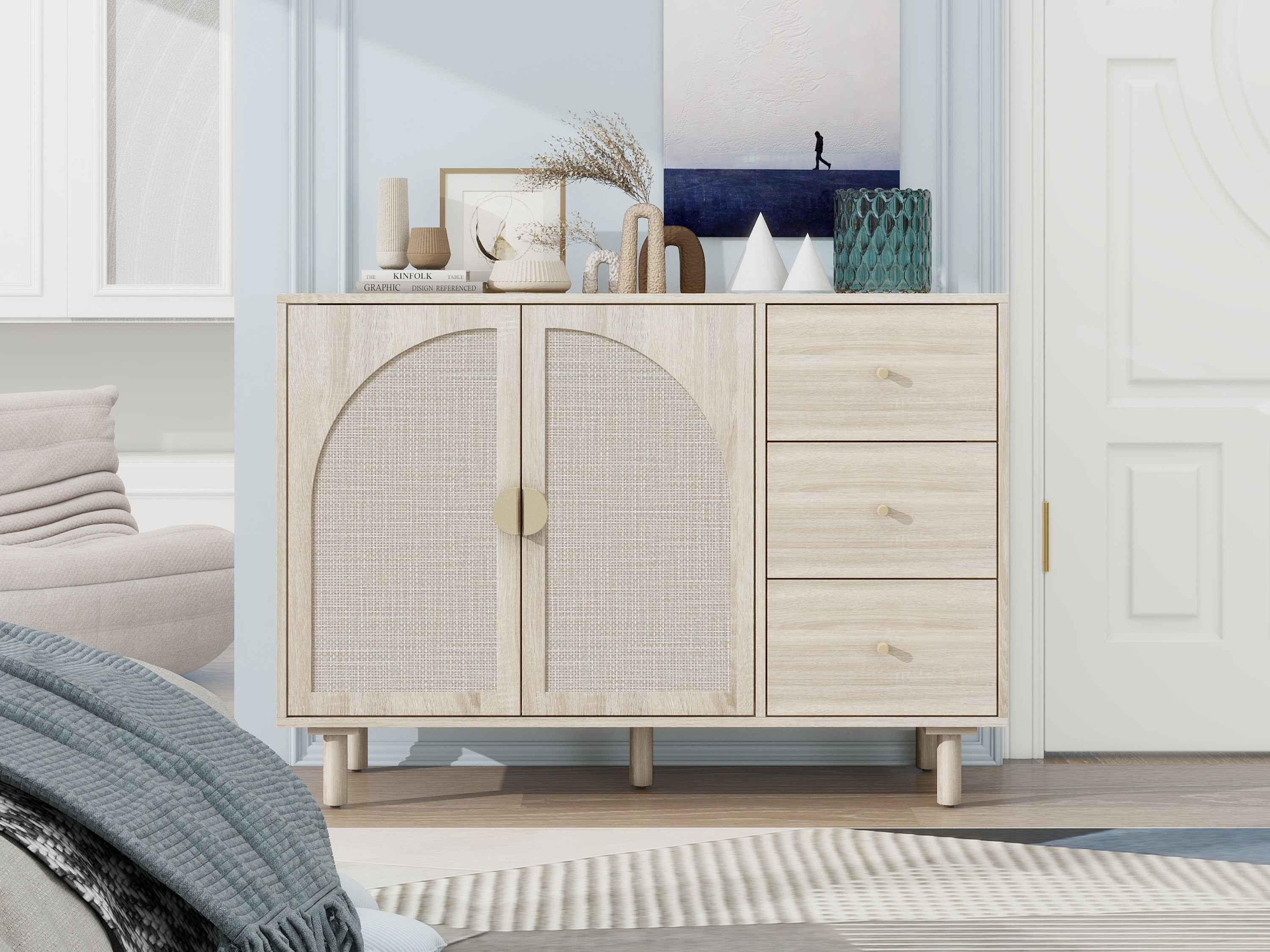 HAOYYE 2 Door 3 Drawer Storage Cabinet for Bedroom, Living Room, or Study, Sturdy Space-Saving Design, Heavy Duty Construction, Easy Assembly, Durable and Stylish Home Furniture, Versatile for Any Room