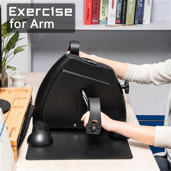 HAOYYE Home Use Mini Exercise Bike for Hands and Feet Training, Under Desk Pedal Exerciser with Adjustable Resistance, Compact Portable Fitness Pedal Bike for Indoor Arm Leg Workout and Physical Therapy, Quiet Design, Black