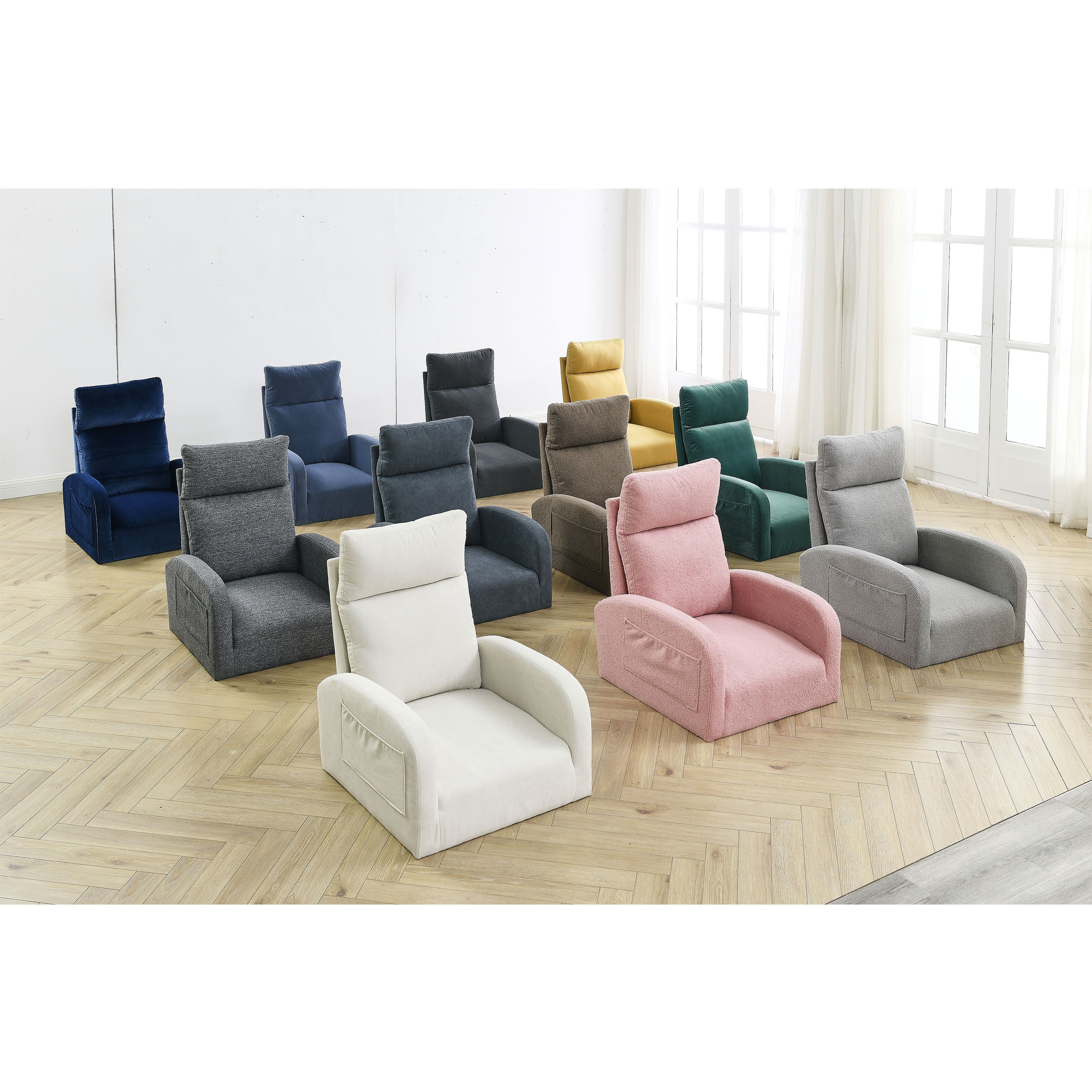 HAOYYE Welike 27.6"W Modern Accent High Backrest Living Room Lounge Arm Rocking Chair, Two Side Pocket Sturdy Space-Saving Heavy Duty Modern Design Easy Assembly Durable Stylish Versatile