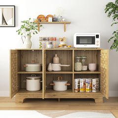HAOYYE Storage Cabinet with 3 Doors, Wood Sideboard Buffet Storage with Adjustable Shelf, Anti-tip Kit Accent Cabinet for Living Room, Hallway, Entryway, Dining Room, Bedroom Sturdy Space-Saving Heavy Duty