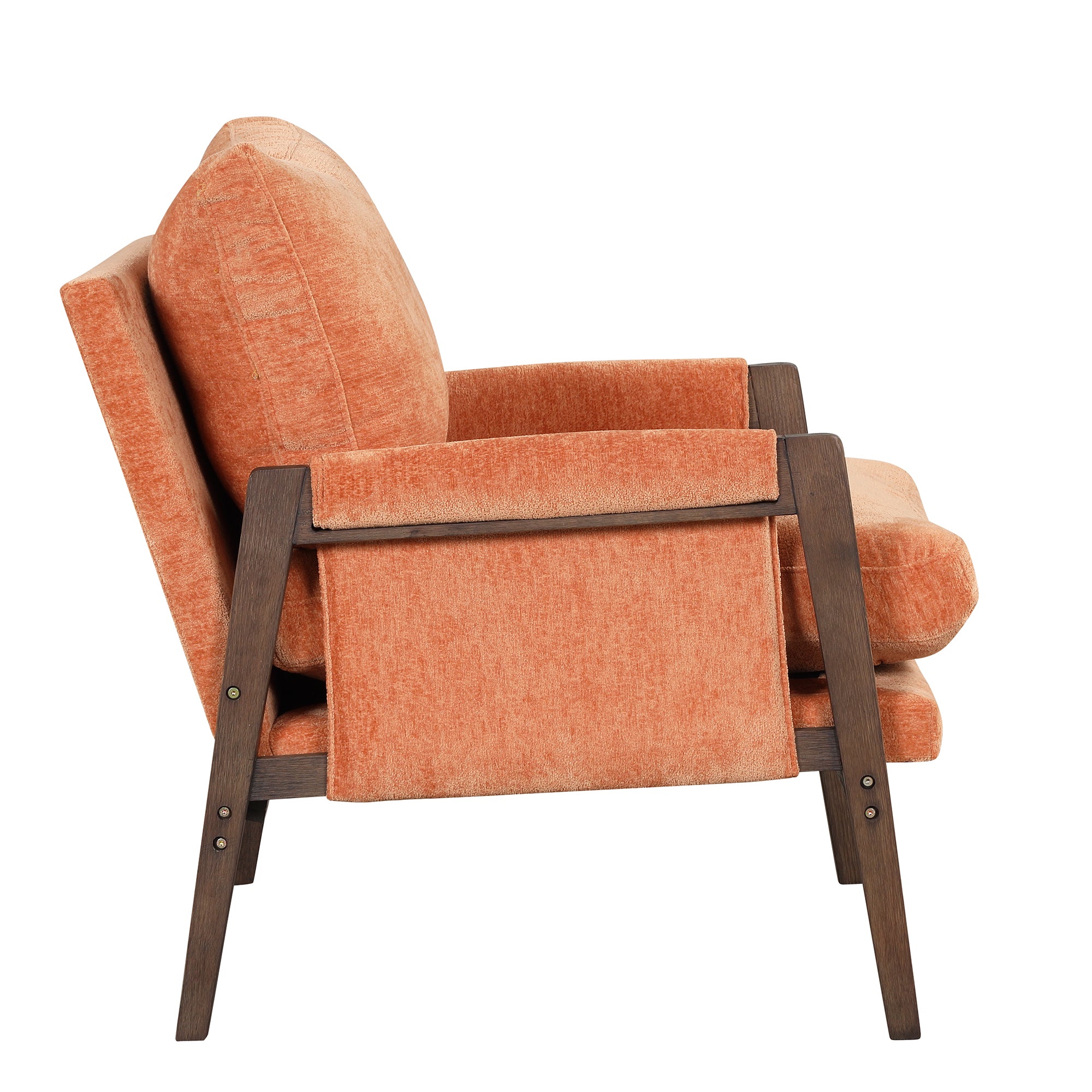 HAOYYE Mid-Century Modern Velvet Accent Chair,Leisure Chair with Solid Wood and Thick Seat Cushion for Living Room,Bedroom,Studio,Orange Sturdy Space-Saving Heavy Duty Modern Design Adults Dorm Room
