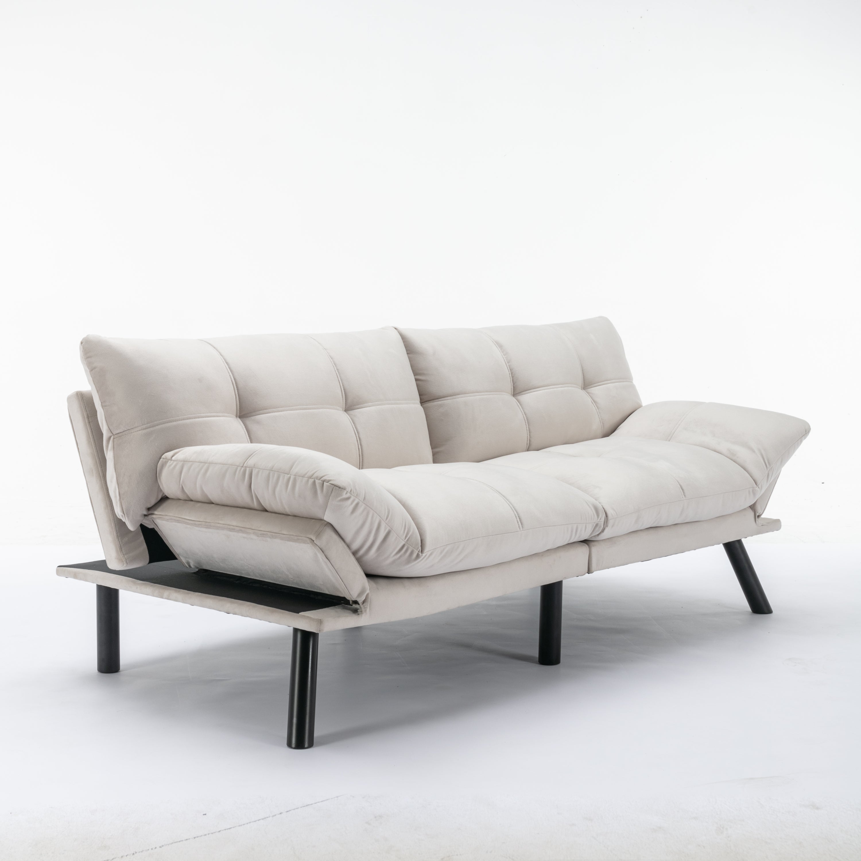 HAOYYE Cream Convertible Folding Modern sofa Bed Sturdy Space-Saving Heavy Duty Modern Design Adults Dorm Room Easy Assembly Bedroom Furniture