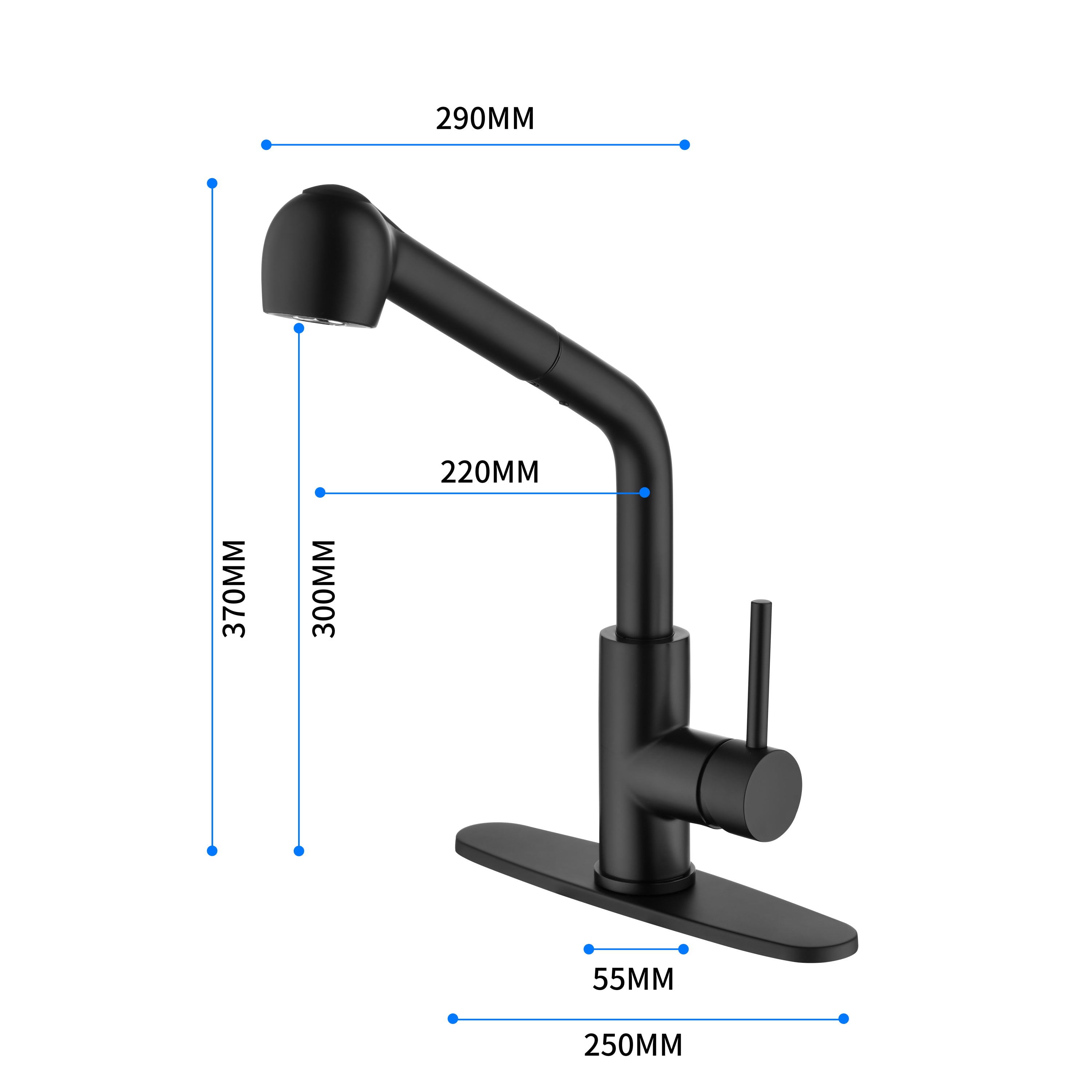 HAOYYE Matte Black Kitchen Faucets with Pull Down Sprayer, Single Handle Kitchen Sink Faucet with Pull Out Sprayer Sturdy Space-Saving Heavy Duty Modern Design Adults Dorm Room Easy Assembly