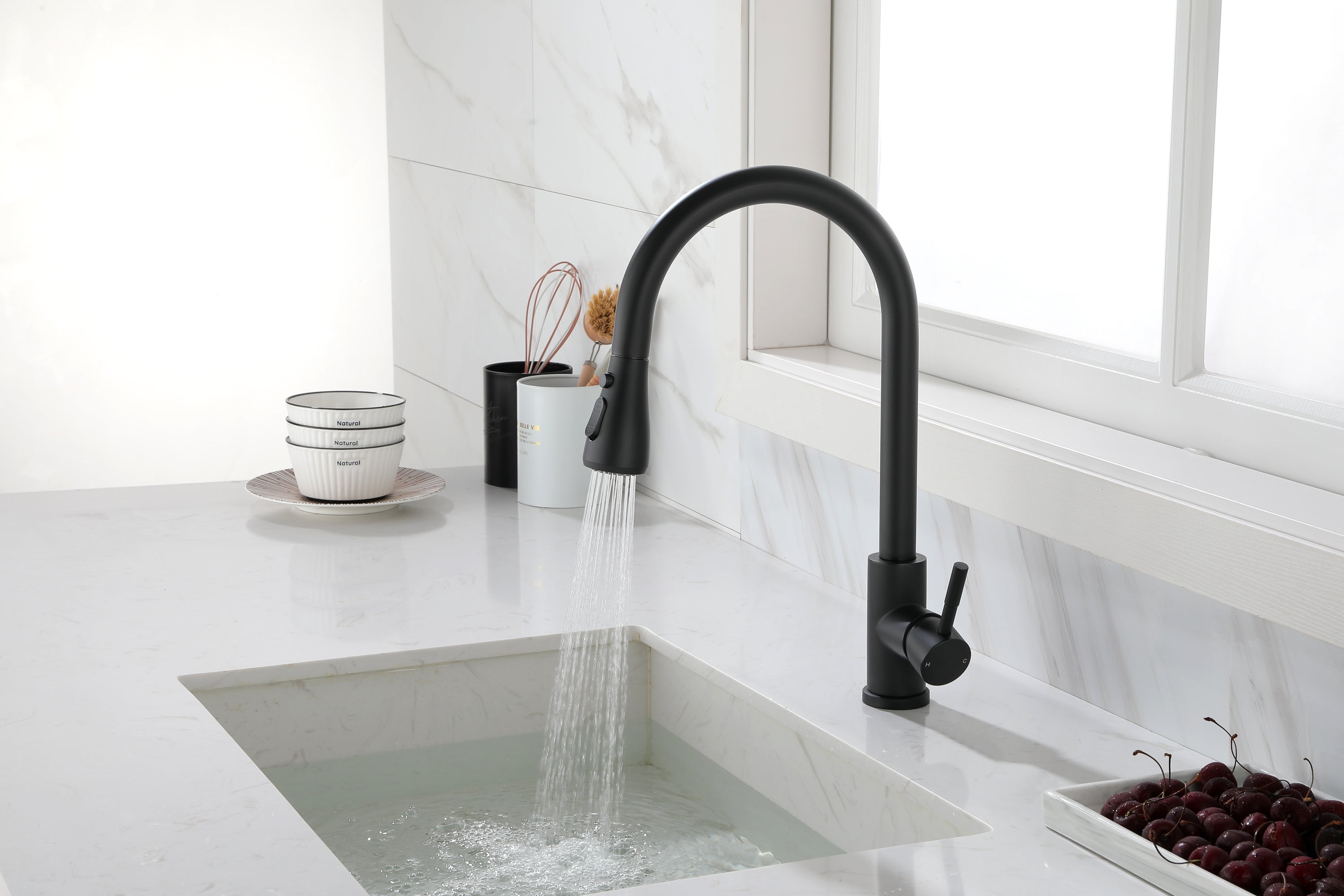HAOYYE Kitchen Faucet with Pull Out Spraye Sturdy Space-Saving Heavy Duty Modern Design Adults Dorm Room Easy Assembly Bedroom Furniture