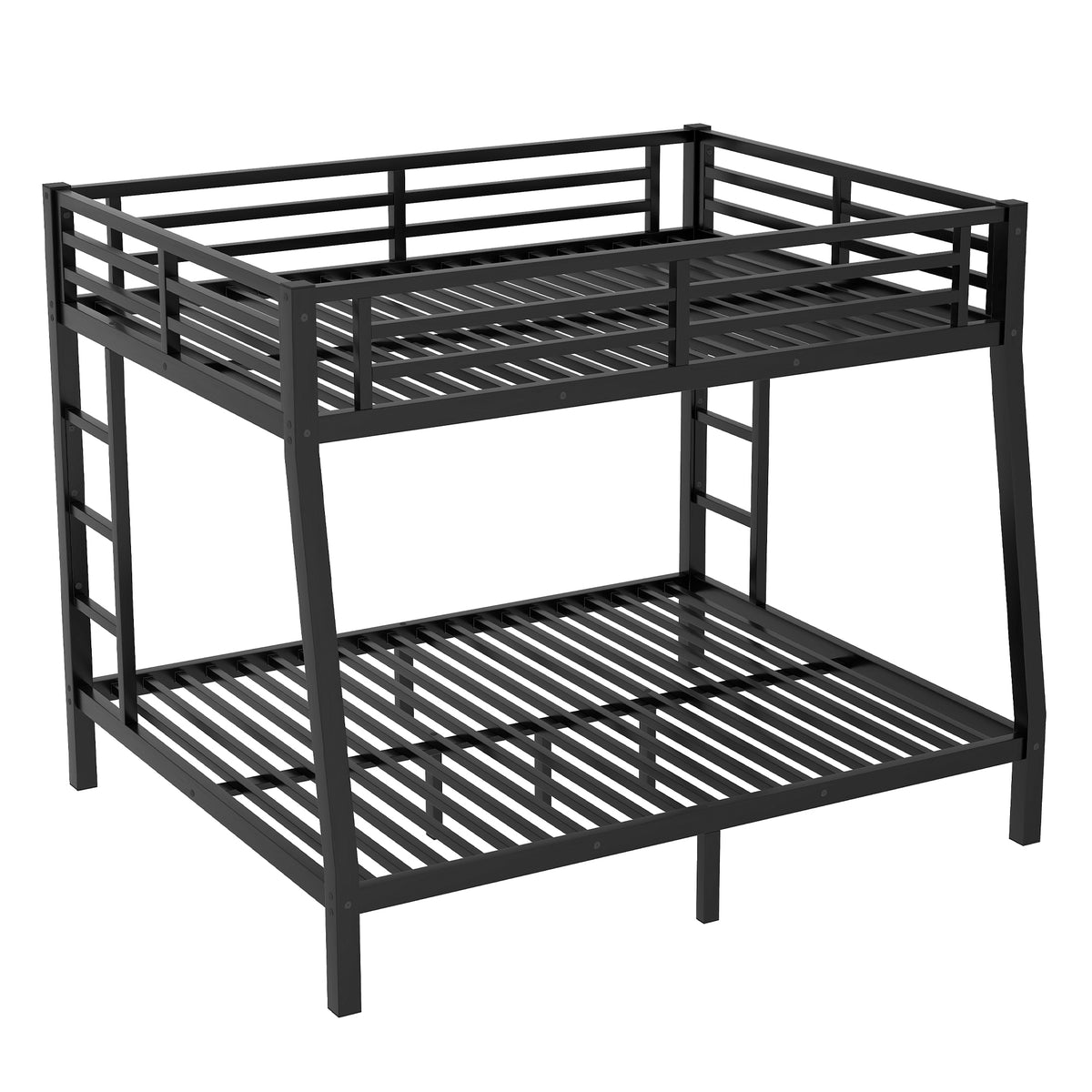 HAOYYE Metal Full XL over Queen Bunk Bed for Teens and Adults,Space-Saving/Noise Reduced/No Box Spring Needed,Black Sturdy Heavy Duty Modern Design Dorm Room Easy Assembly Bedroom Furniture