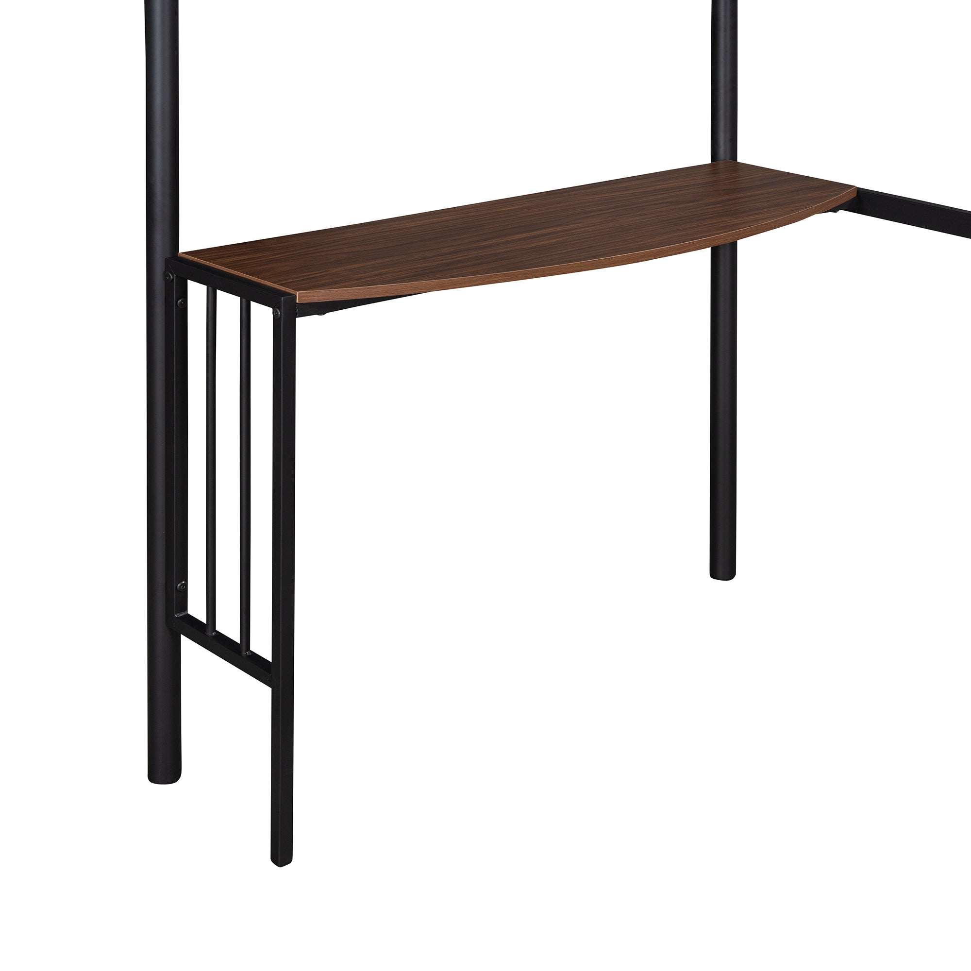 HAOYYE Twin Metal Loft Bed with Desk, Ladder and Guardrails, Loft Bed for Bedroom, Black(OLD SKU : MF195191AAB) Sturdy Space-Saving Heavy Duty Modern Design Easy Assembly Durable Stylish Home Furniture