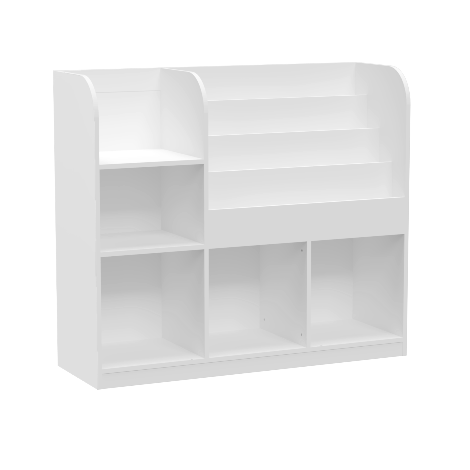 HAOYYE Bookcase and Bookshelf, Multifunctional Display Stand With 3 Collapsible Fabric Drawers, Toy Storage Organizer for Bedroom, Playroom, or Hallway, White/Gray, Sturdy Space-Saving Design
