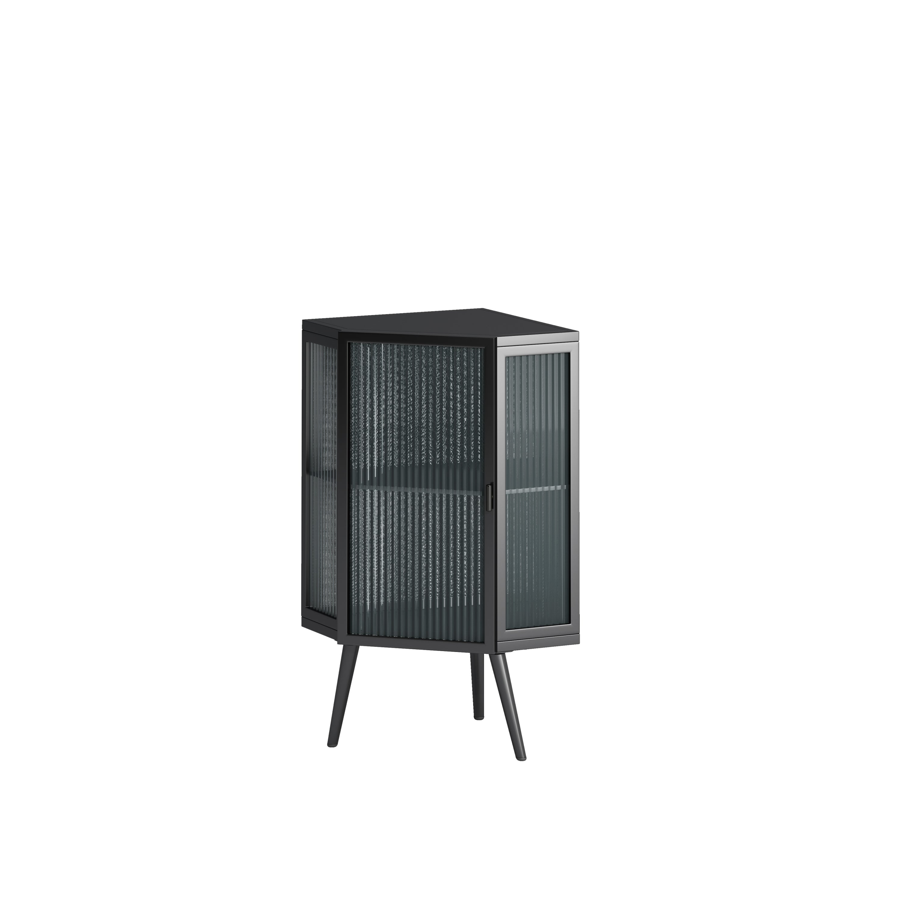 HAOYYE 22.25" Floor Coner Cabinet with Tempered Glass Door & Storage Shelves for Bathroom, Living Room, Bedroom (Black) Sturdy Space-Saving Heavy Duty Modern Design Adults Dorm Room Easy Assembly
