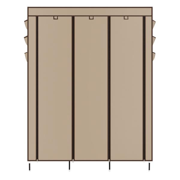 HAOYYE 69" Beige Non-Woven Fabric Wardrobe, High-Leg Assembled Closet Organizer with Dustproof Cover, Durable Space-Saving Storage Solution for Bedroom, Living Room, Modern Design, Stylish and Versatile for Home Essentials