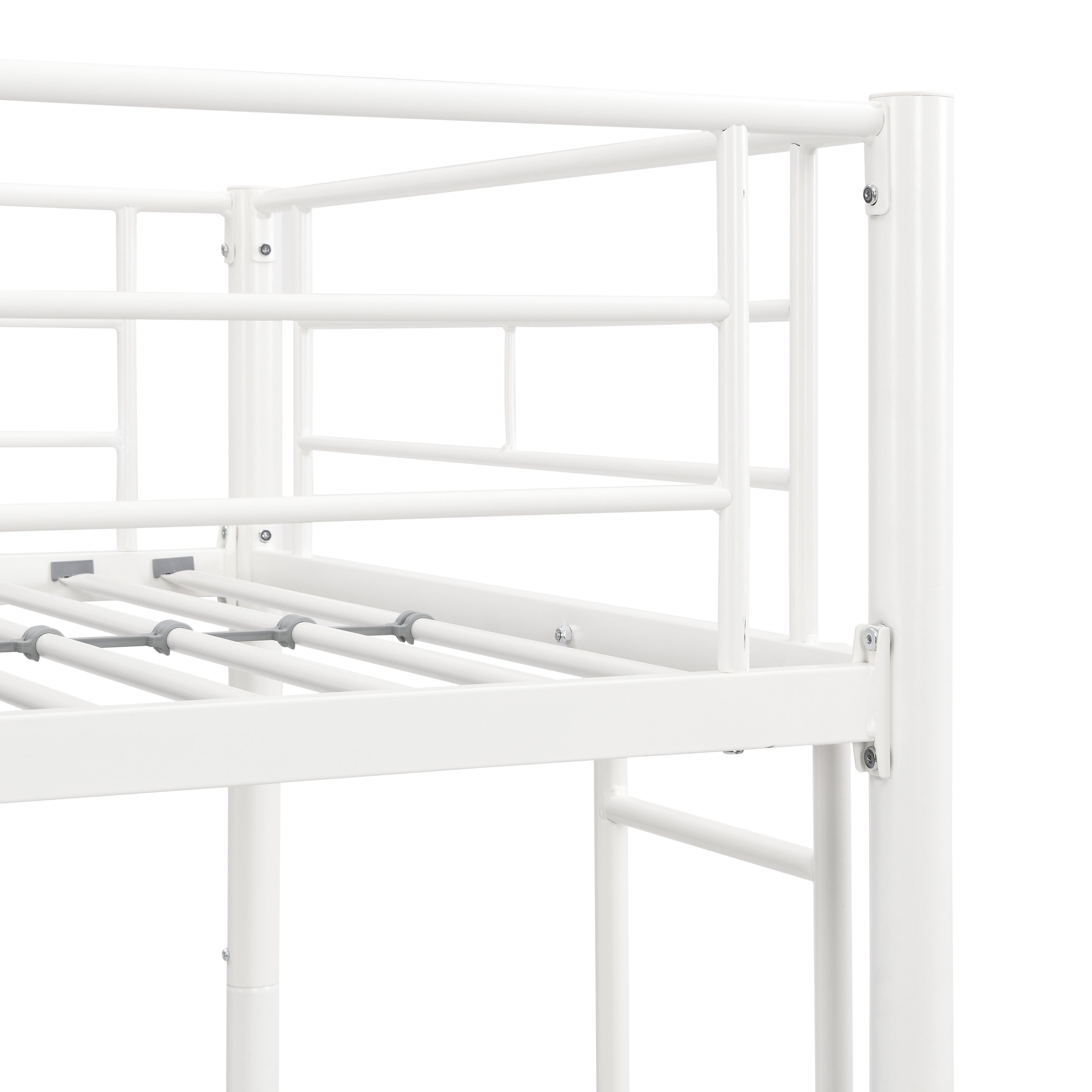 HAOYYE Twin Over Twin Metal Bunk Bed,Metal Structure Bedframe with Safety Guardrails and 2 ladders,Convertible Bunkbeds,No Spring Box Required and Space Saving Design,White Sturdy Space-Saving Heavy Duty