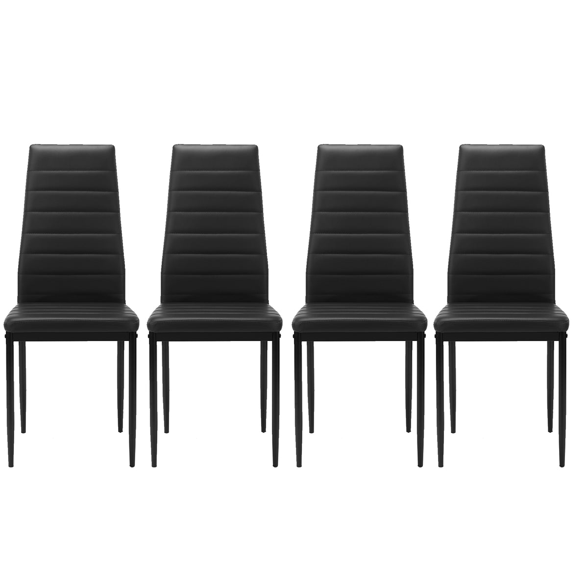 Haoyye Dining Chair Set of 4, Modern PU Leather Upholstered Chairs with Comfortable Cushioned Seats, Sturdy and Space-Saving Dining Room Chairs for Kitchen, Apartment, or Small Dining Area, Easy Assembly, Black
