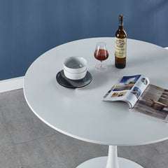 HAOYYE White Tulip Dining Table for 4-6 People, Mid-Century Modern Pedestal Table, Round MDF Top, Sturdy, Space-Saving, Heavy-Duty, Durable Design for Dining Room, Kitchen, or Living Room