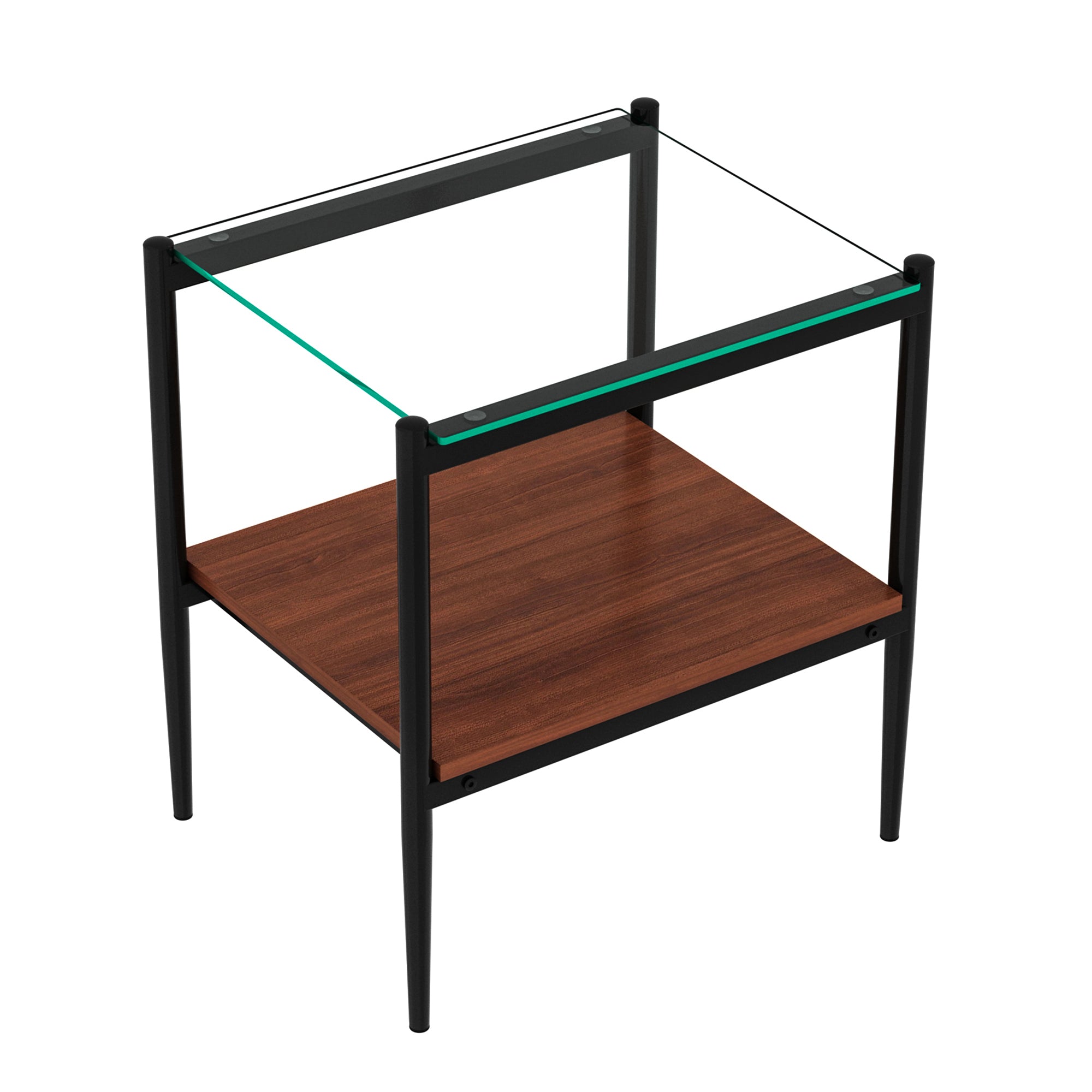 HAOYYE Set of 2 Rectangle End Table, Tempered Glass Tabletop with MDF layer, Modern Table for Living Room , Transparent Glass Sturdy Space-Saving Heavy Duty Modern Design Adults Dorm Room Easy Assembly