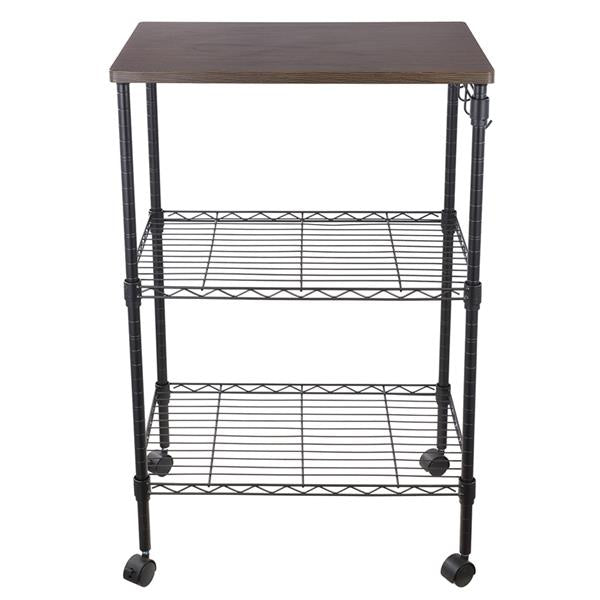 HAOYYE 3-Tier Kitchen Utility Cart, Mobile Rolling Kitchen Storage Cart, Durable Metal Frame with Wood Top, Compact Multifunctional Serving Trolley, Easy Assembly and Modern Design, Ideal for Home, Kitchen, Office, or Dining Room