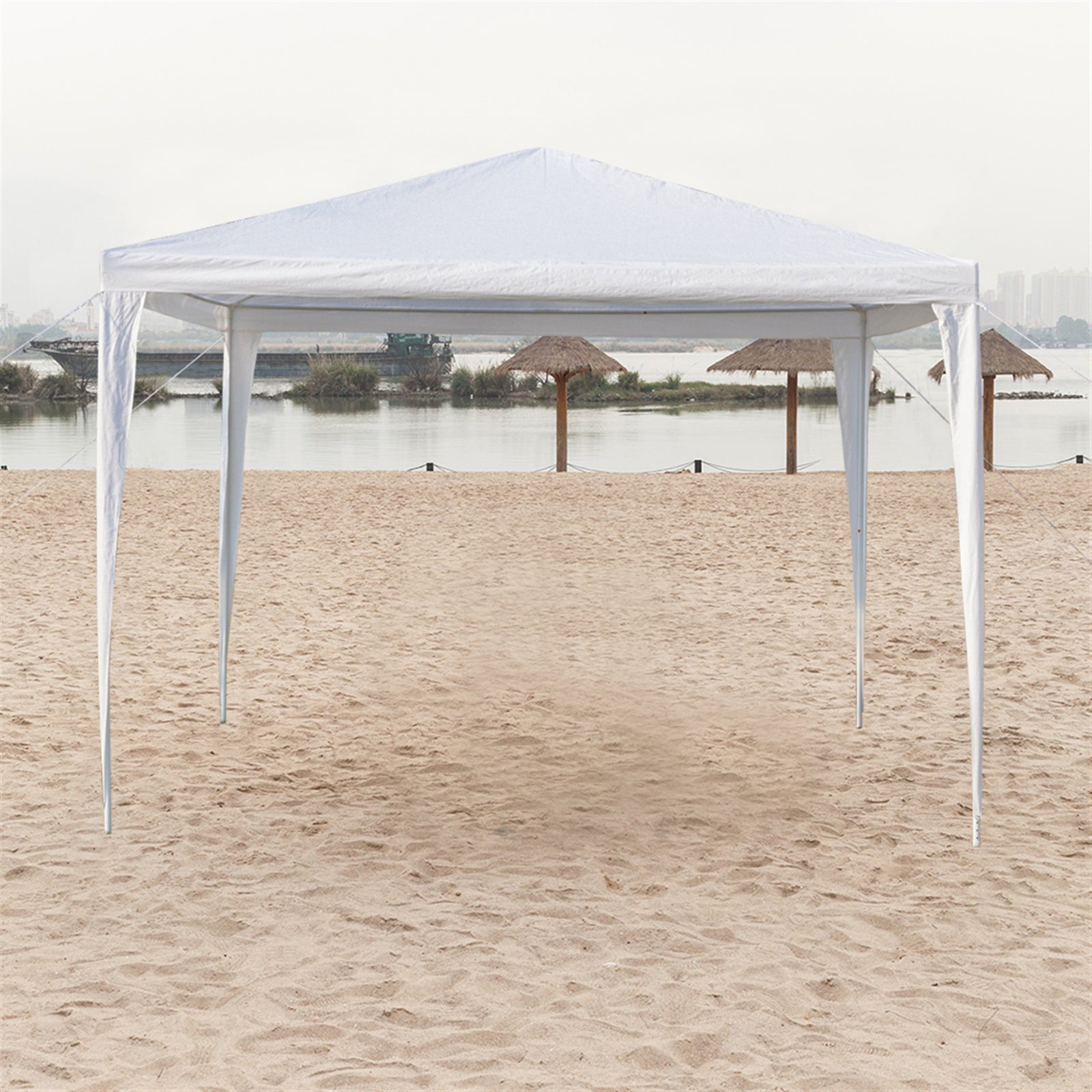 HAOYYE Outdoor Waterproof Tent 3x3m Pop Up Canopy with 3 Sidewalls Portable Folding Tent with Spiral Tubes for Backyard Wedding Party Event Sun Shade Shelter