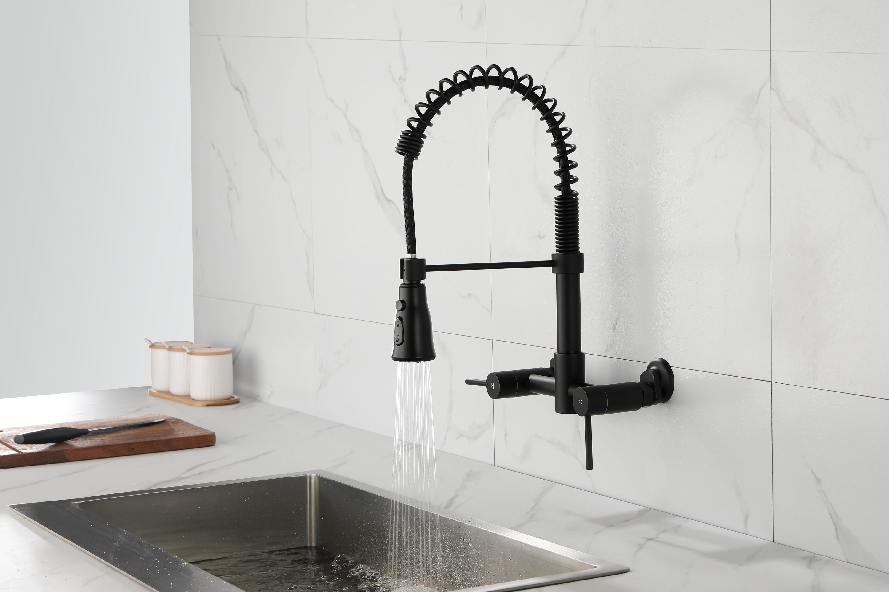 HAOYYE 3 Functions Wall Mounted Bridge Kitchen Faucet Sturdy Space-Saving Heavy Duty Modern Design Adults Dorm Room Easy Assembly Bedroom Furniture