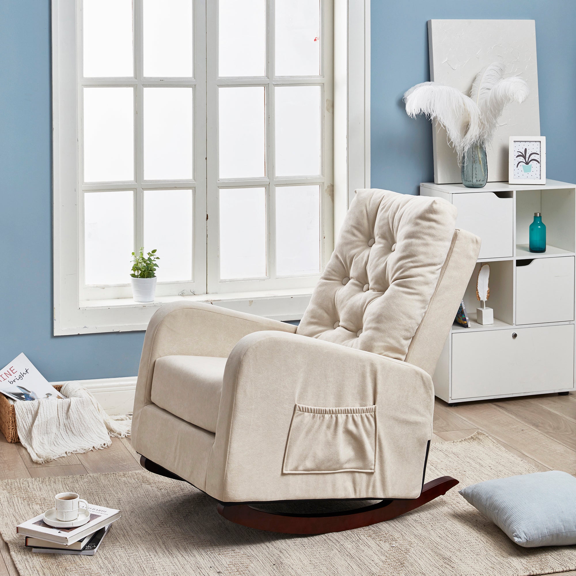 HAOYYE Single sofa reclining chair Japanese chair lazy sofa tatami balcony reclining sofa adjustable chair Sturdy Space-Saving Heavy Duty Modern Design Adults Dorm Room Easy Assembly Bedroom Furniture