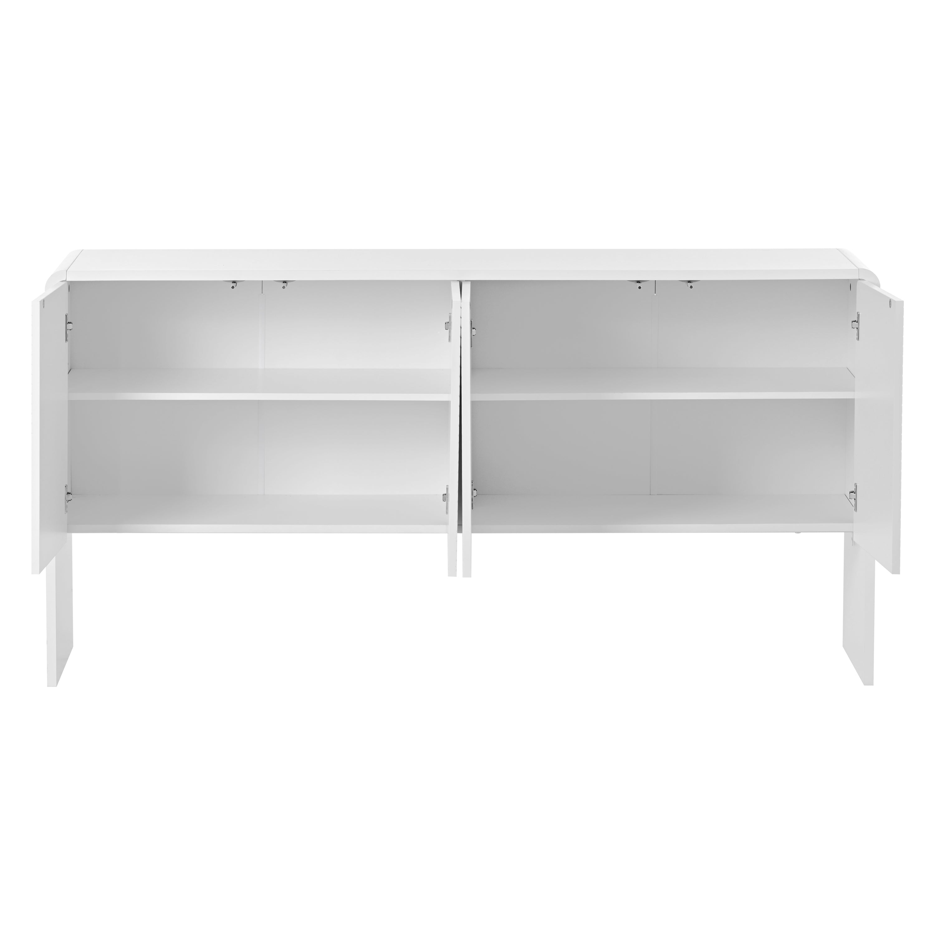 HAOYYE Minimalist Style 60"L Large Storage Space Sideboard with 4 Doors and Rebound Device for Living Room and Entryway (White) Sturdy Space-Saving Heavy Duty Modern Design Adults Dorm Room