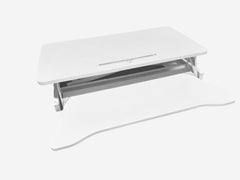 Haoyye Desk Converter Height Adjustable Sit to Stand Riser for Dual Monitor and Laptop Use with Wide Keyboard Tray and Space Saving Design for Home Office and Professional Use with Heavy Duty Build