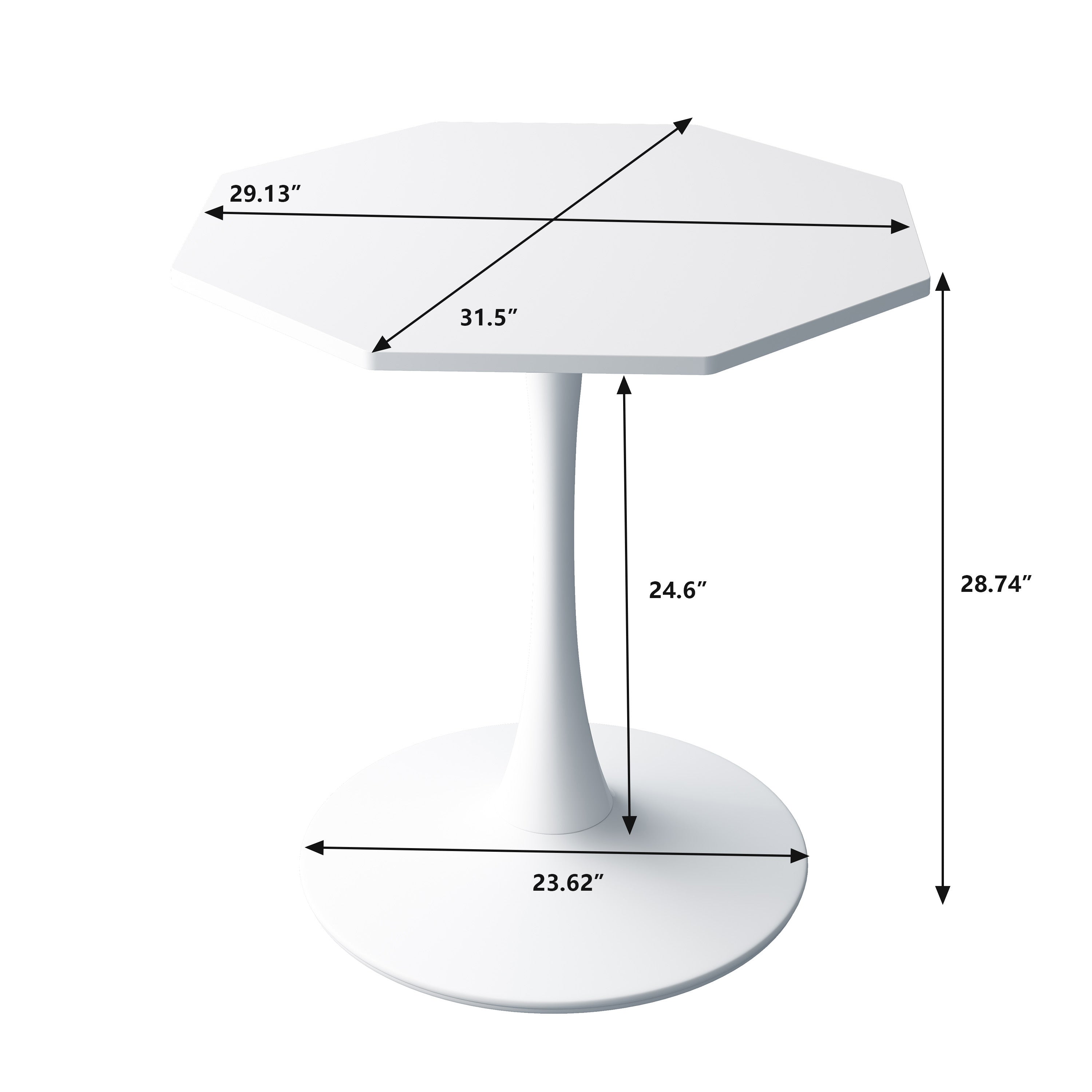 HAOYYE 31.50"Modern Octagonal Coffee Table with MDF Table Top,Metal Base, for Dining Room, Kitchen, Living Room,White Sturdy Space-Saving Heavy Duty Modern Design Adults Dorm Room Easy Assembly