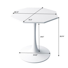 HAOYYE 31.50"Modern Octagonal Coffee Table with MDF Table Top,Metal Base, for Dining Room, Kitchen, Living Room,White Sturdy Space-Saving Heavy Duty Modern Design Adults Dorm Room Easy Assembly