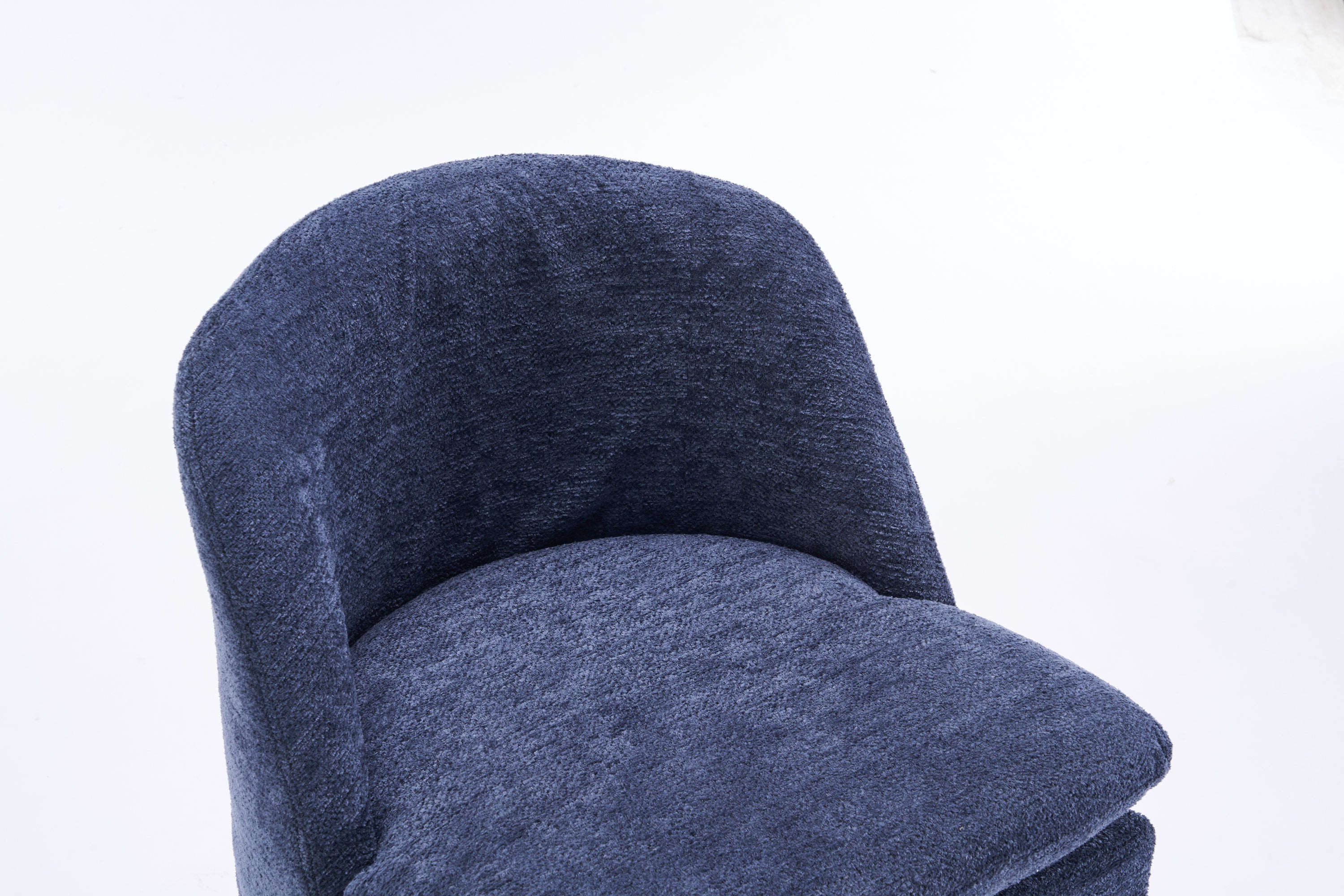 HAOYYE 058-Set of 2 Chenille Fabric Dining Chairs With Universal Wheels,Blue Sturdy Space-Saving Heavy Duty Modern Design Adults Dorm Room Easy Assembly Bedroom Furniture