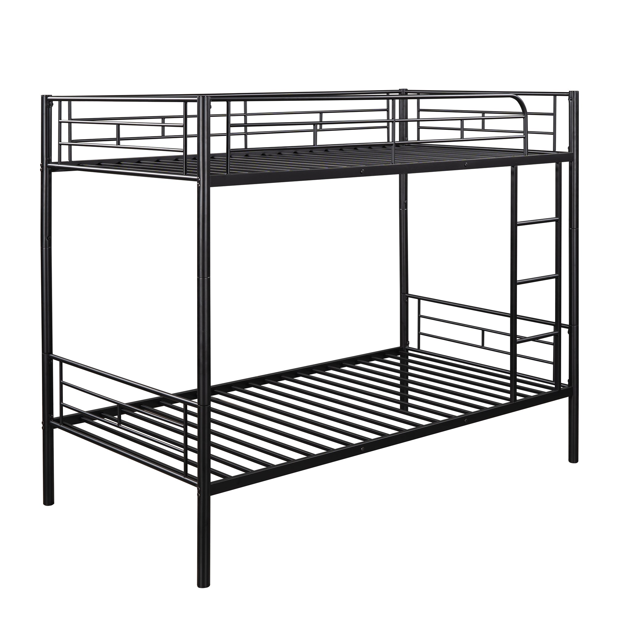 HAOYYE Twin Over Twin Metal Bunk Bed (Black) ( old sku: MF189201BAA ) Sturdy Space-Saving Heavy Duty Modern Design Easy Assembly Durable Stylish Home Furniture Versatile